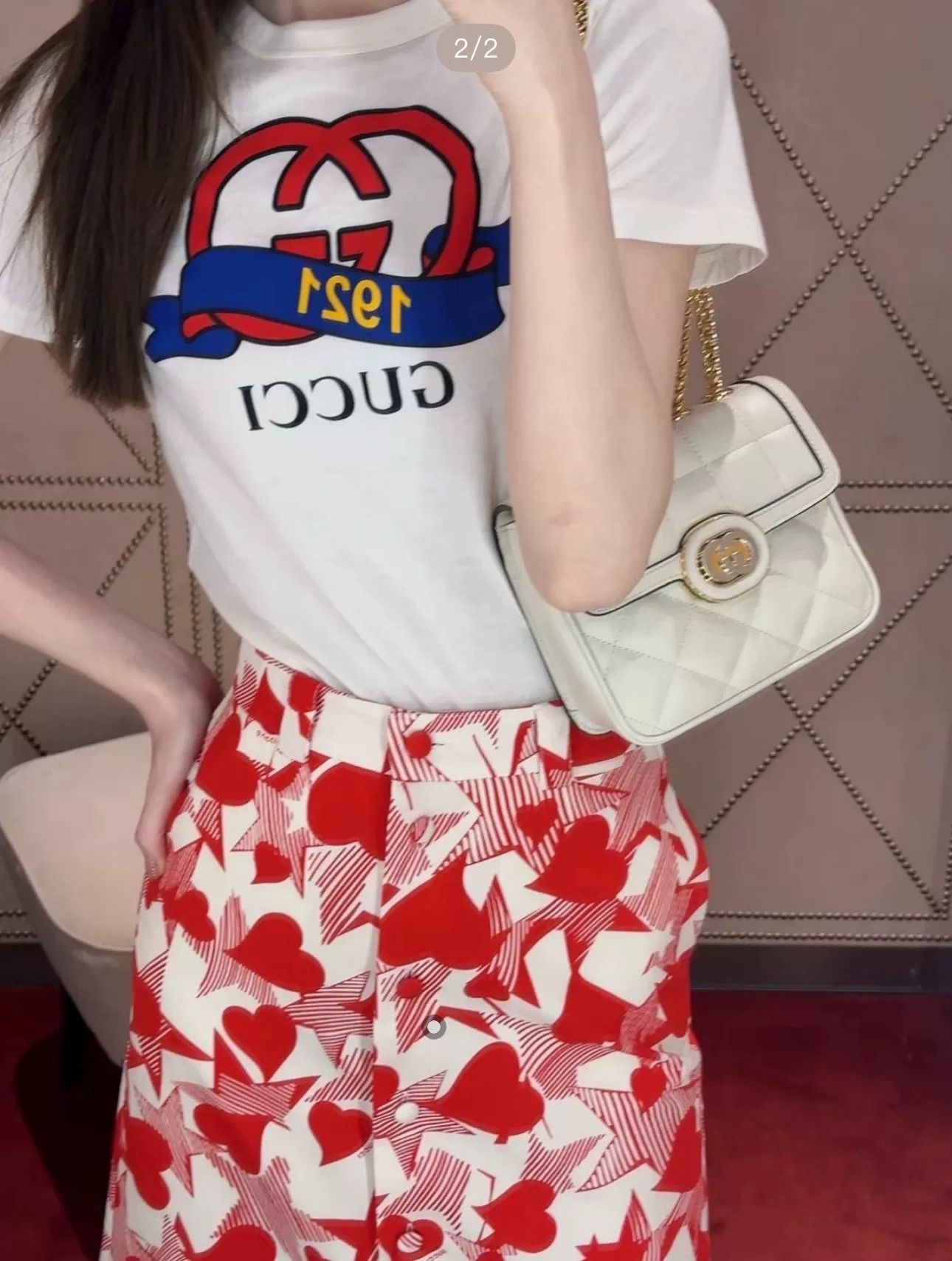 Gucci Gucci 1921 Letter Print Women's White Tee Size M / US 6-8 / IT 42-44 - 2 Thumbnail