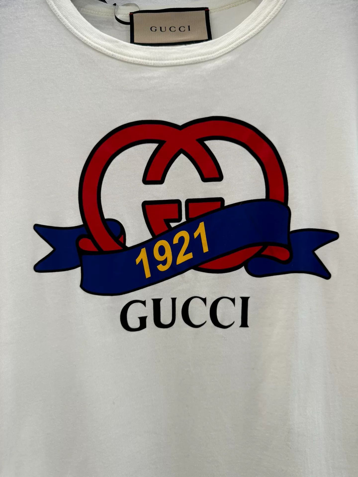 Gucci Gucci 1921 Letter Print Women's White Tee Size M / US 6-8 / IT 42-44 - 4 Thumbnail