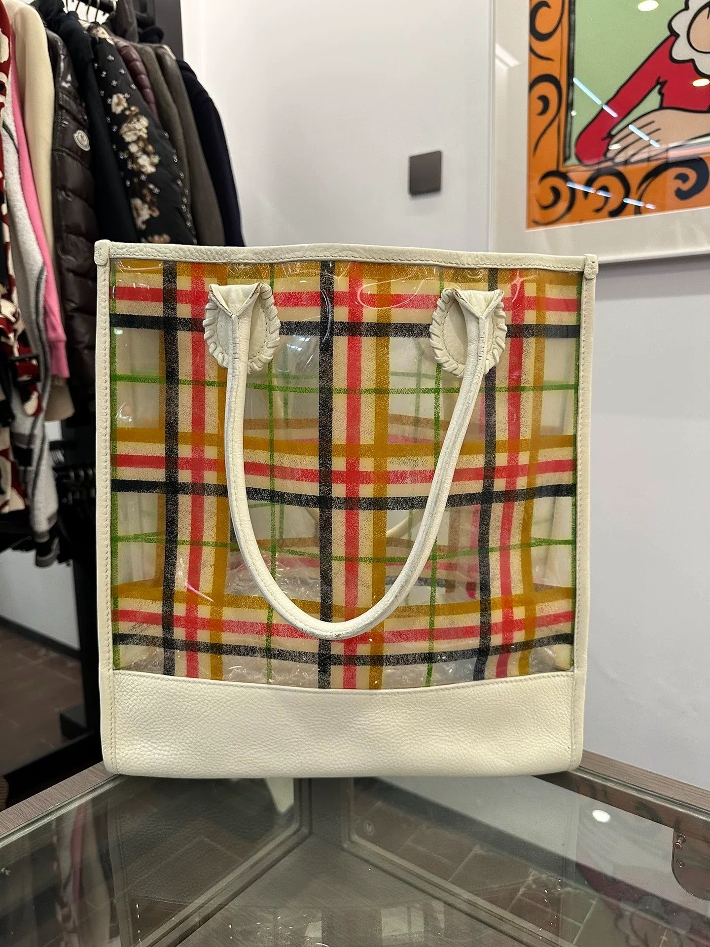 Burberry Burberry Tartan Check Clear PVC White Tote Size ONE SIZE - 3 Thumbnail