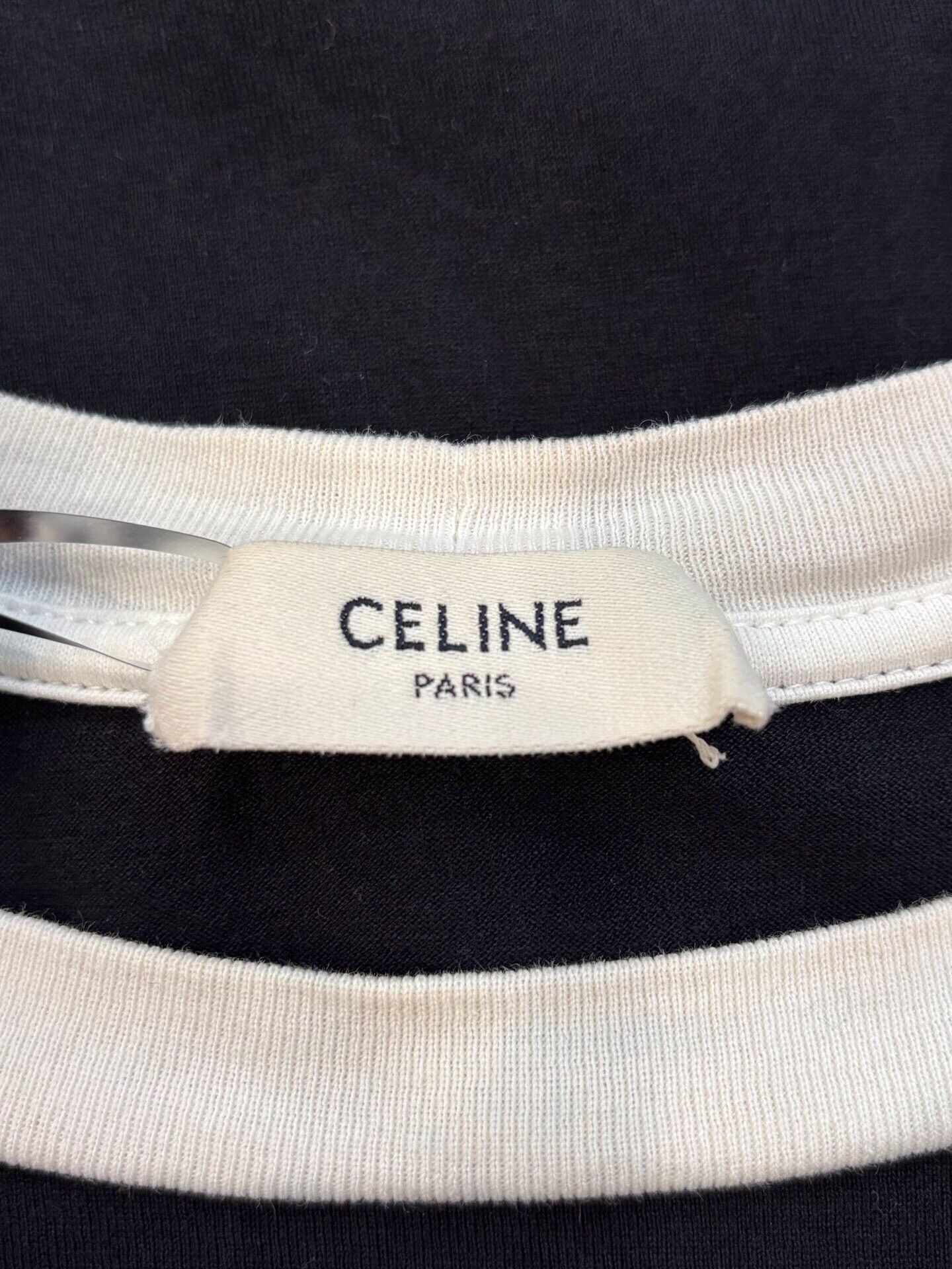 Celine Celine Black White Colorblock Logo Tee Size XS / US 0-2 / IT 36-38 - 5 Thumbnail