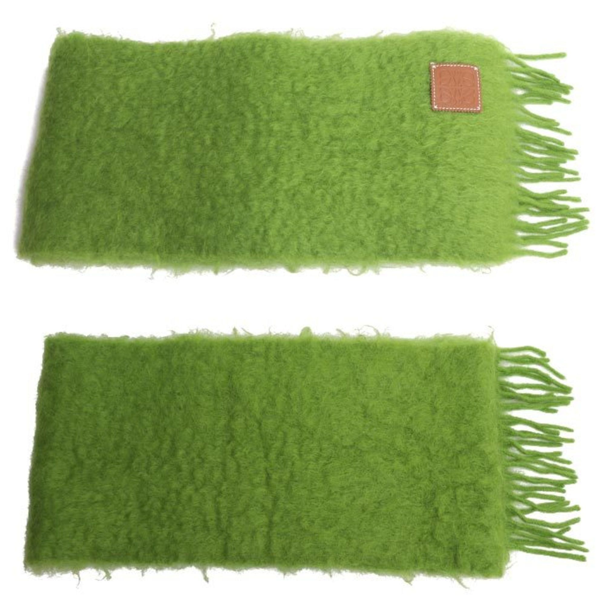 Loewe LOEWE Anagram Mohair Fringe Scarf, Green, Women's Size ONE SIZE - 2 Thumbnail