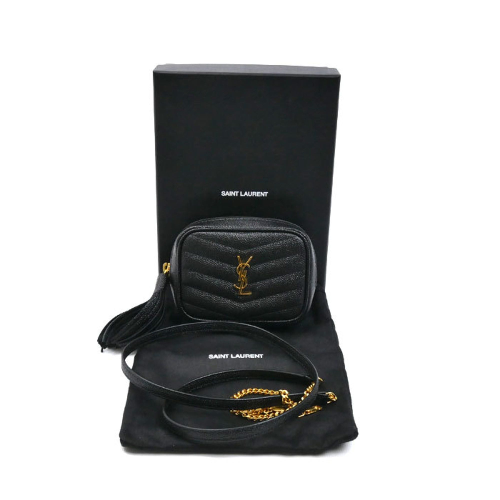 Saint Laurent Paris SAINT LAURENT Baby Lou Leather Chain Shoulder Bag, Black, 635088, Women's Size ONE SIZE - 8 Thumbnail