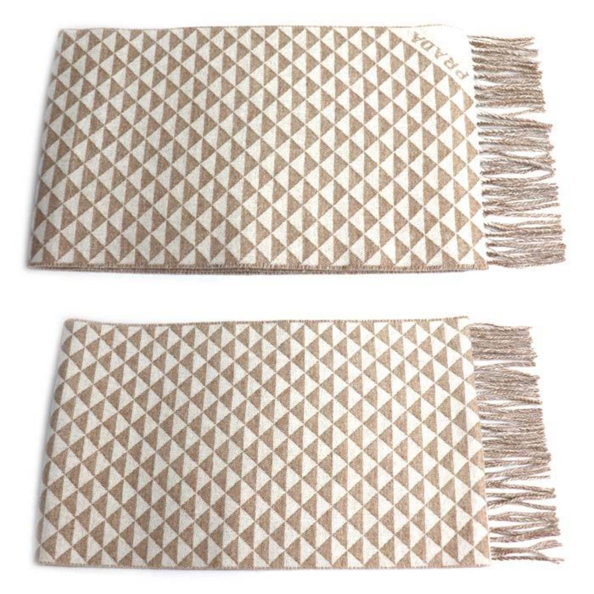 Prada Prada Symbol Double Scarf, Sand White, 1FS056_2CON_F0J34, for Men and Women Size ONE SIZE - 2 Thumbnail