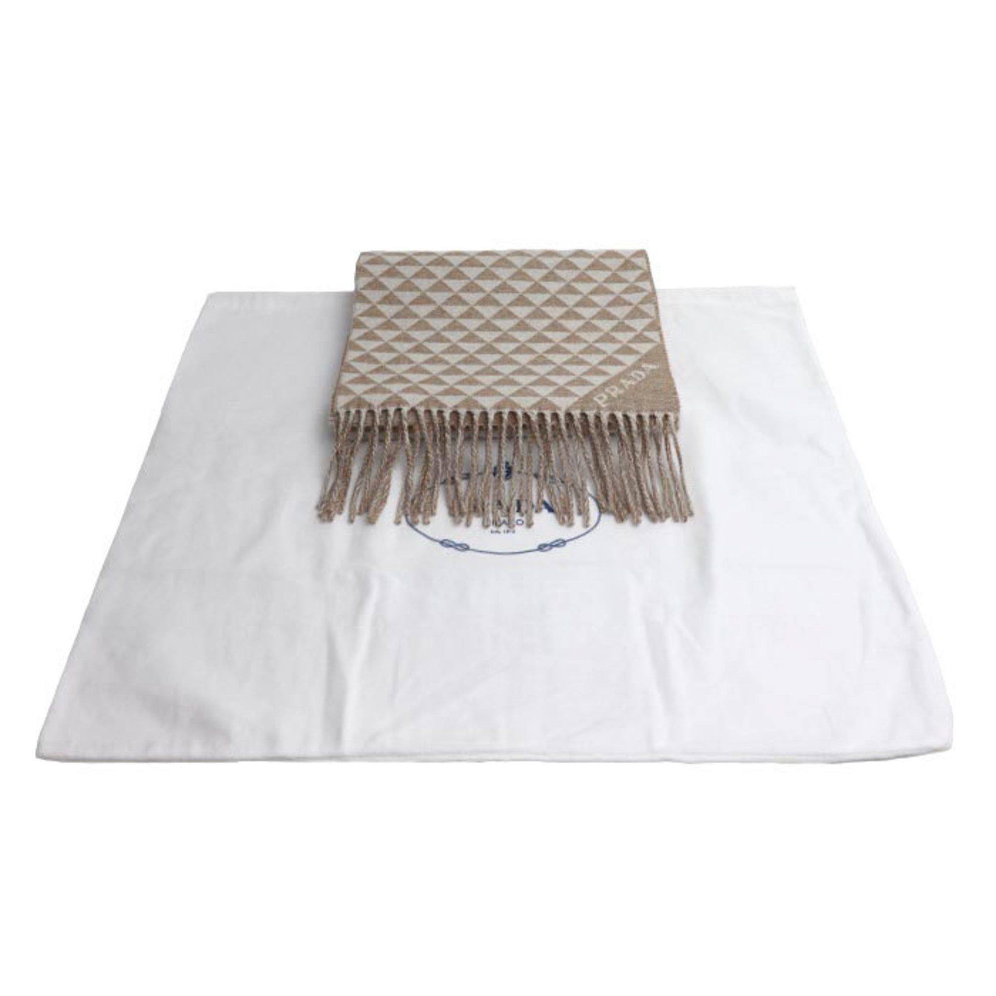Prada Prada Symbol Double Scarf, Sand White, 1FS056_2CON_F0J34, for Men and Women Size ONE SIZE - 5 Thumbnail