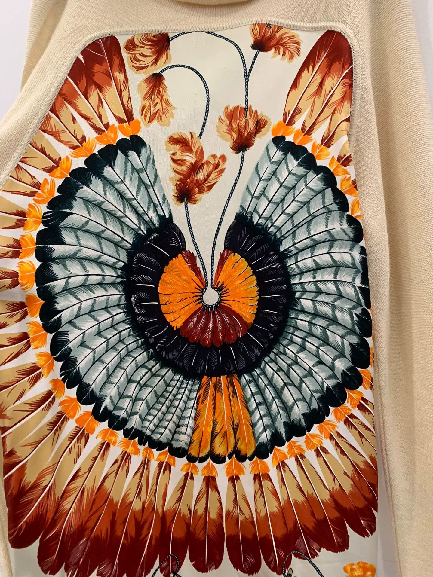 Hermes Hermes Silk Feather Print Wool Knit Dress Size XXS / US 00 / IT 34 - 3 Thumbnail
