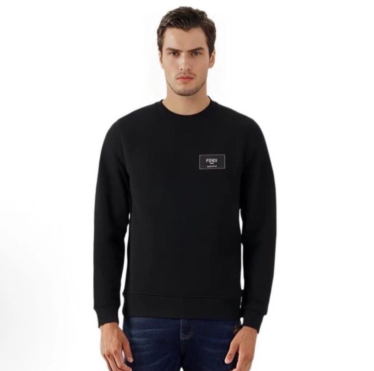 Fendi Fendi Black Logo Men's Long-Sleeve Sweatshirt Size US M / EU 48-50 / 2 - 2 Thumbnail