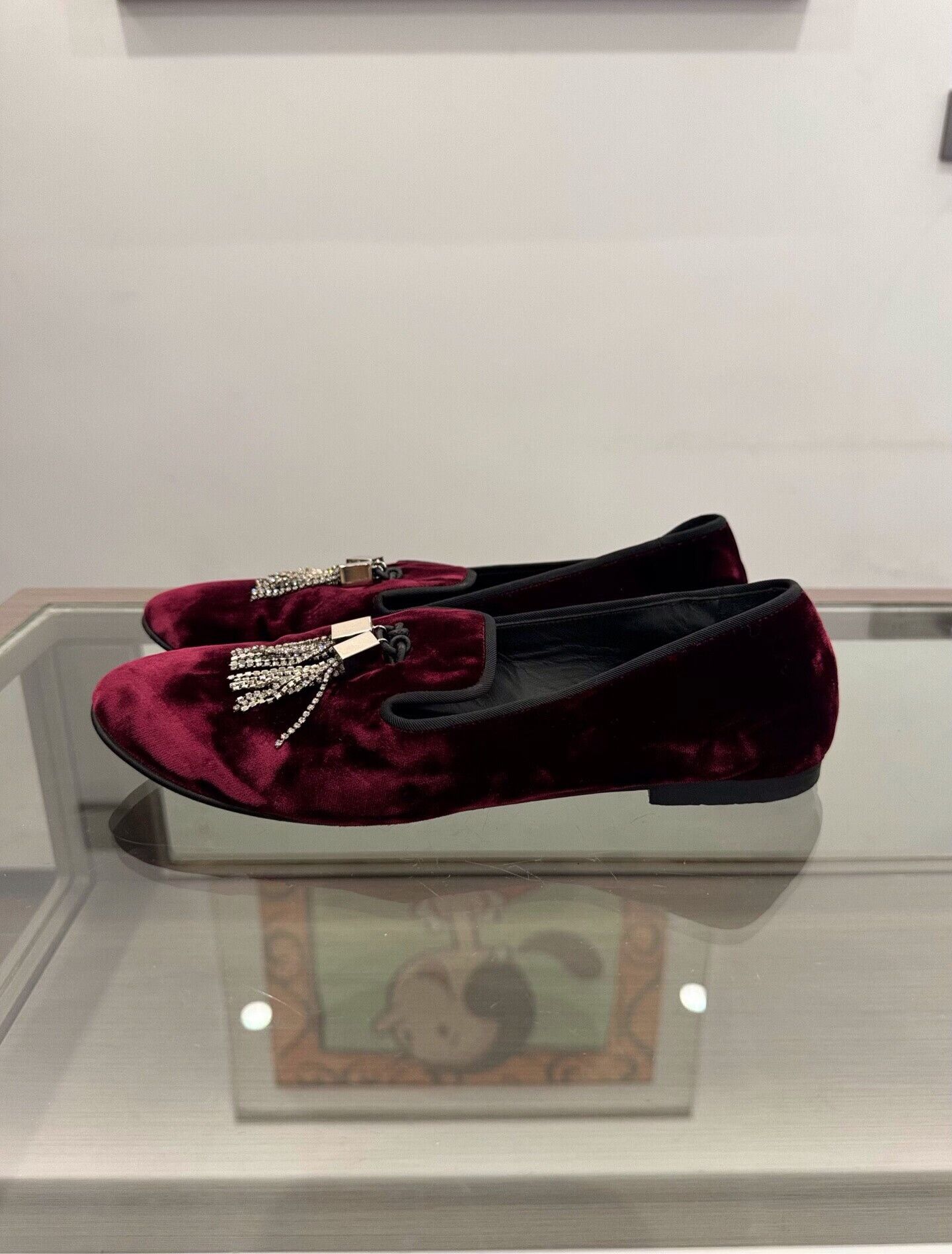 Giuseppe Zanotti Giuseppe Zanotti Red Suede Rhinestone Tassel Loafers Size US 8 / IT 38 - 3 Thumbnail