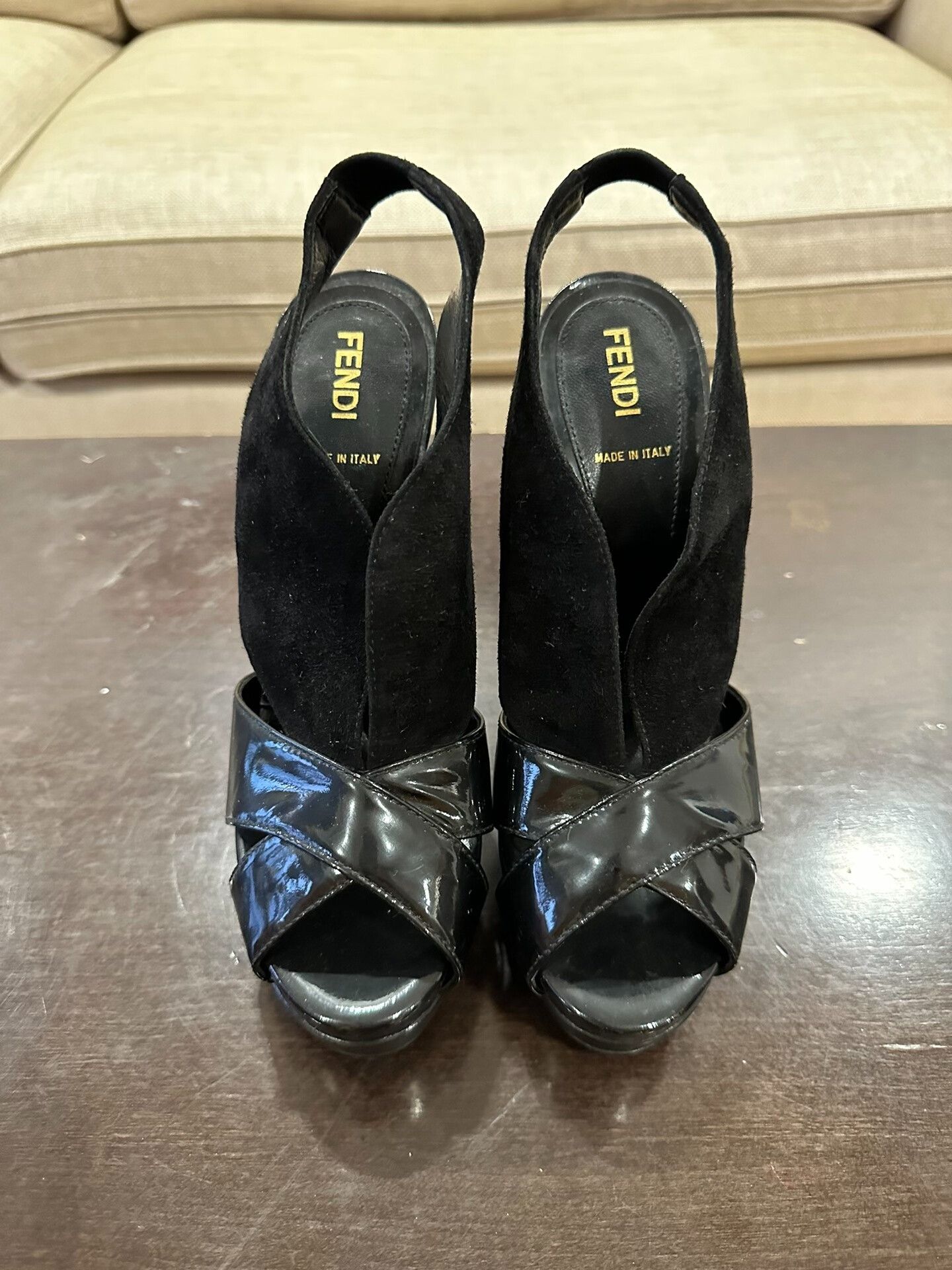 Fendi Fendi Patent Leather & Velvet Women's Heels Size US 5 / IT 35 - 2 Thumbnail
