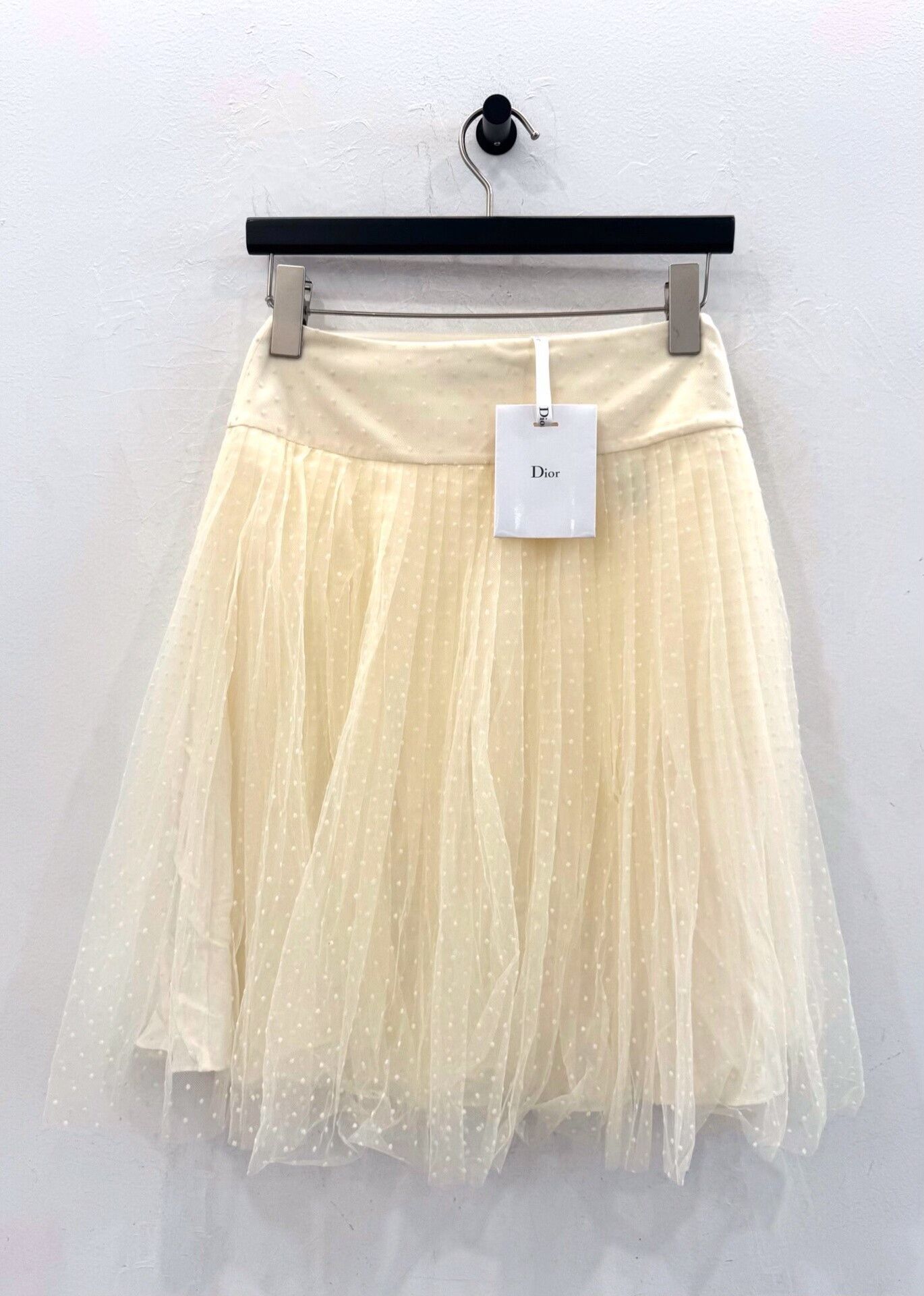Dior Dior White Polka Dot Pleated Tulle Silk Mini Skirt Size 34" / US 12 / IT 48 - 3 Thumbnail