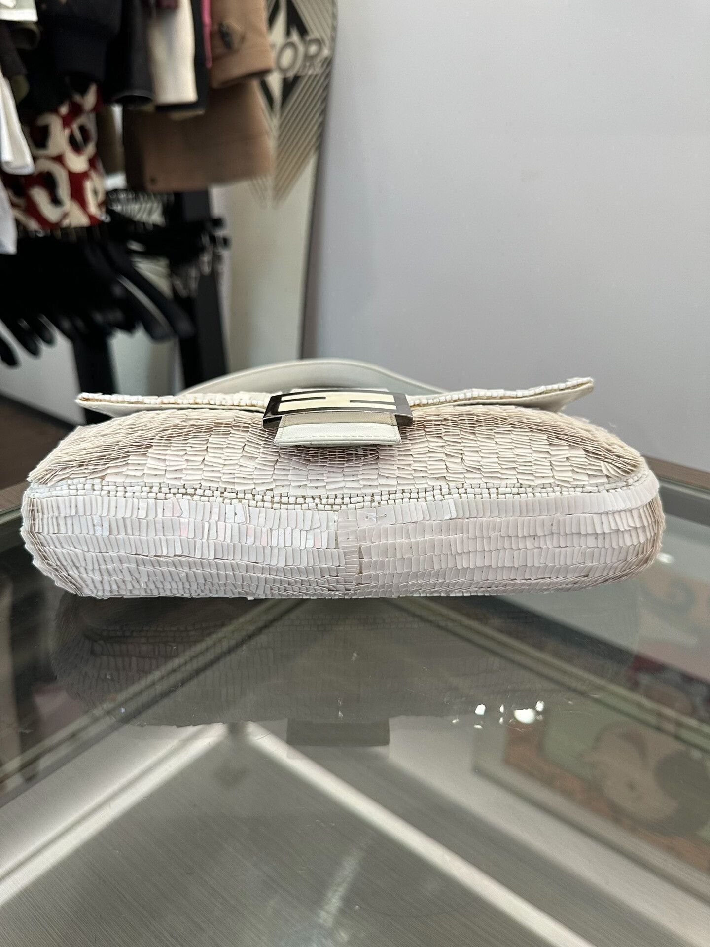 Fendi Fendi Baguette White Sequin Handbag 26cm Size ONE SIZE - 5 Thumbnail