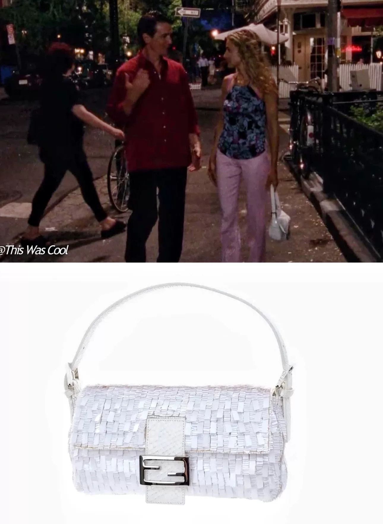 Fendi Fendi Baguette White Sequin Handbag 26cm Size ONE SIZE - 2 Thumbnail
