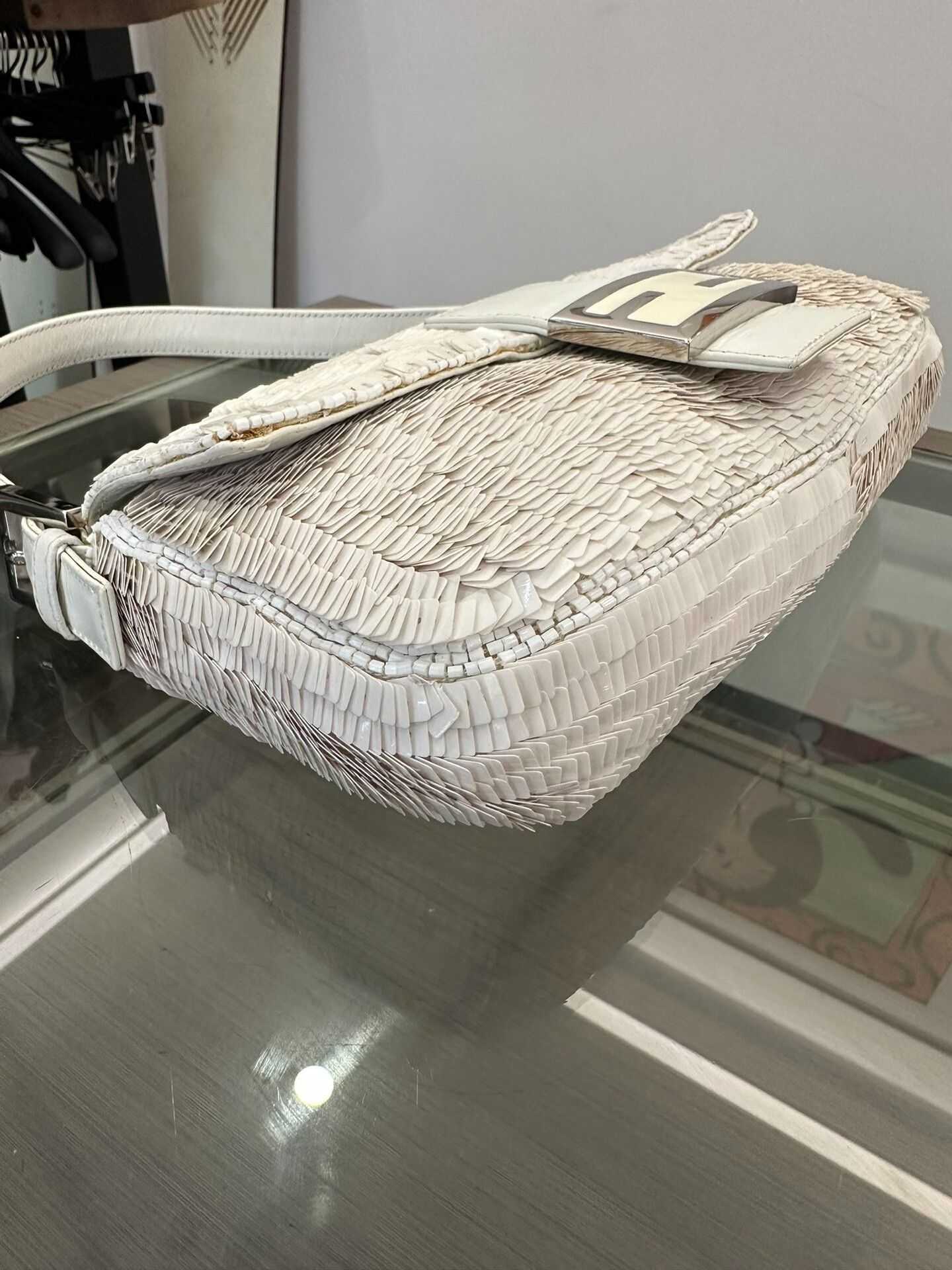 Fendi Fendi Baguette White Sequin Handbag 26cm Size ONE SIZE - 6 Thumbnail