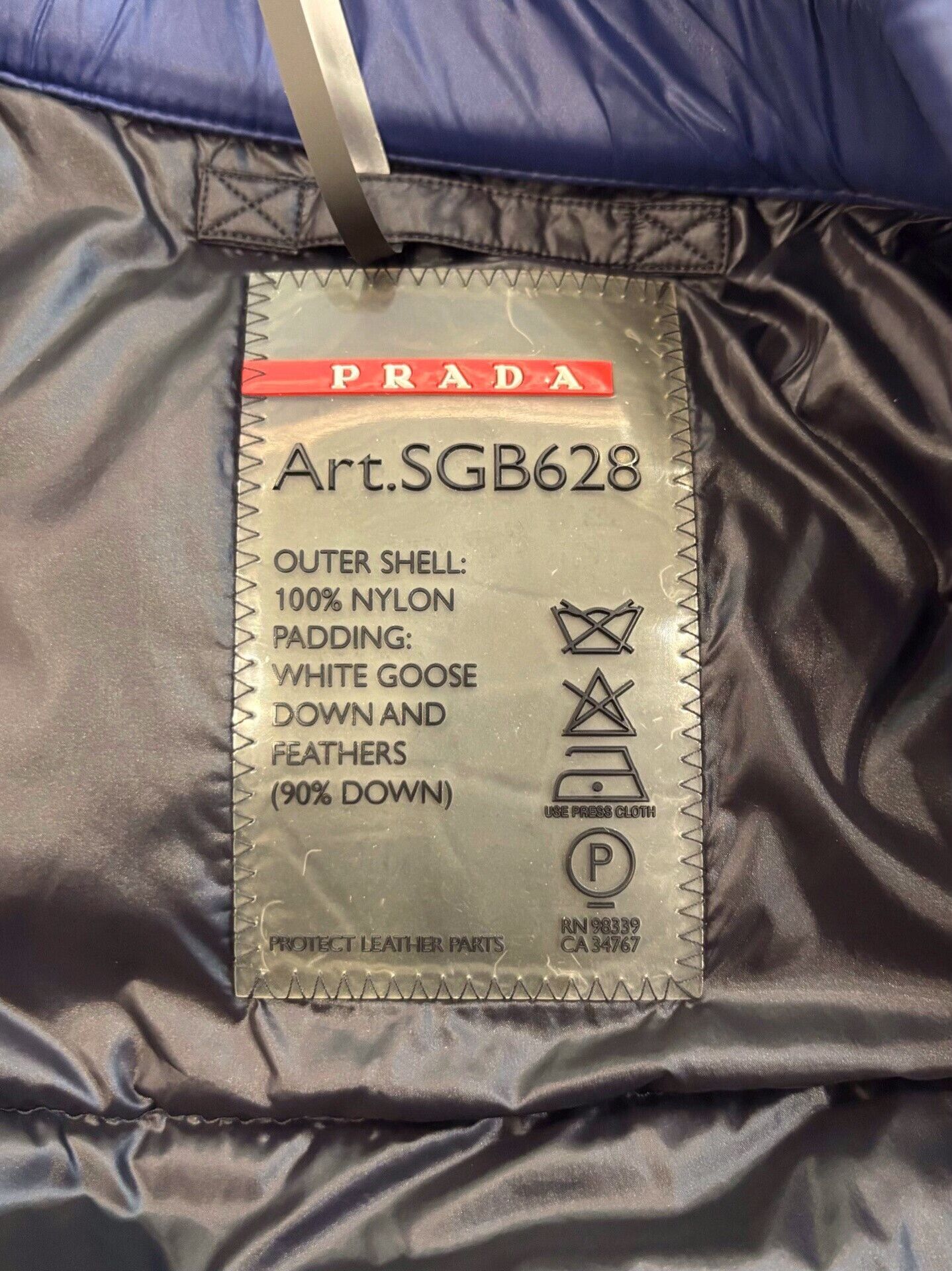 Prada Prada Triangle Logo Padded Shoulder Men's Blue Down Vest Size US L / EU 52-54 / 3 - 5 Thumbnail