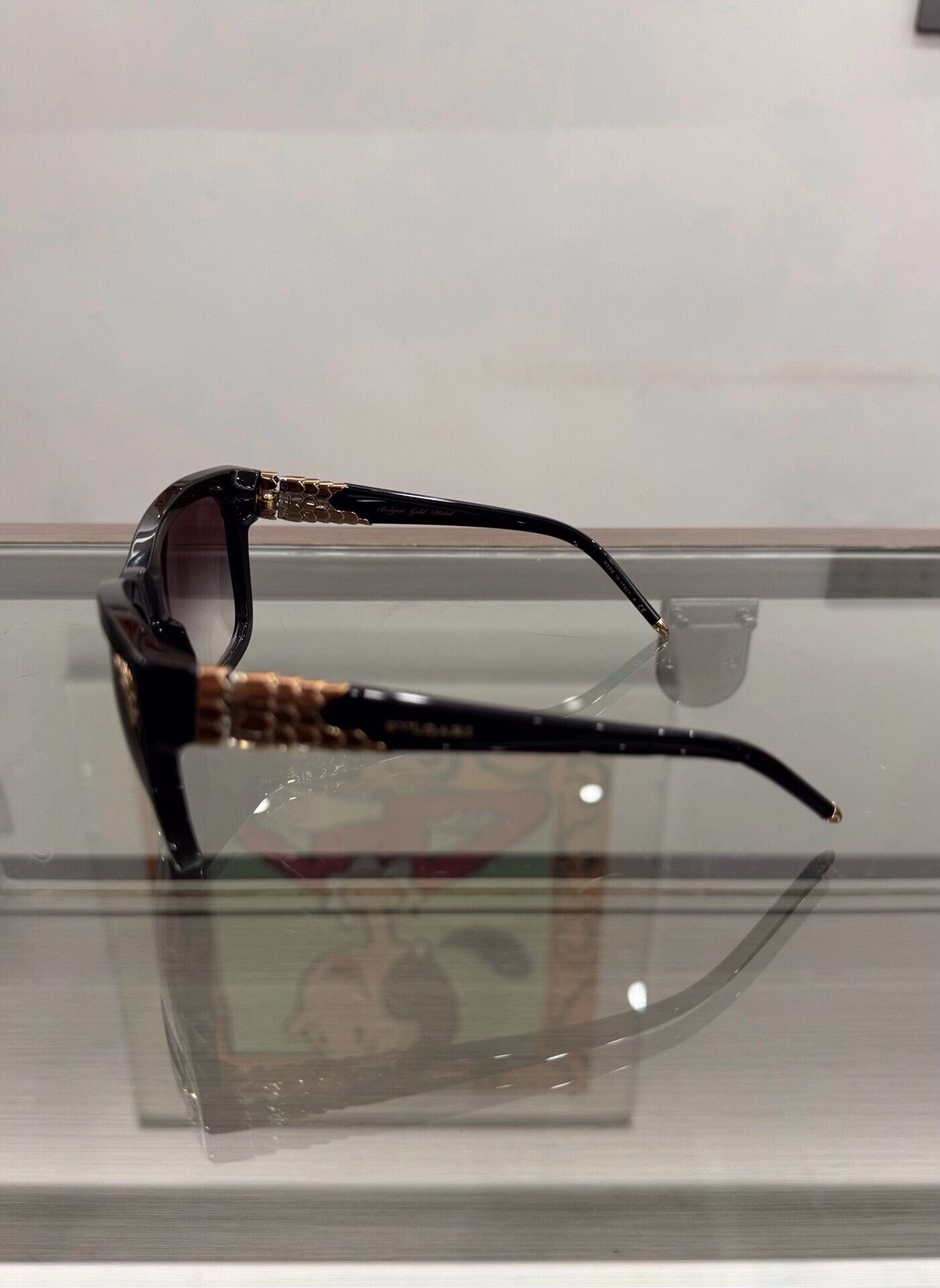 Bvlgari Bvlgari Black Sunglasses with Gold Snake Logo Size ONE SIZE - 4 Thumbnail