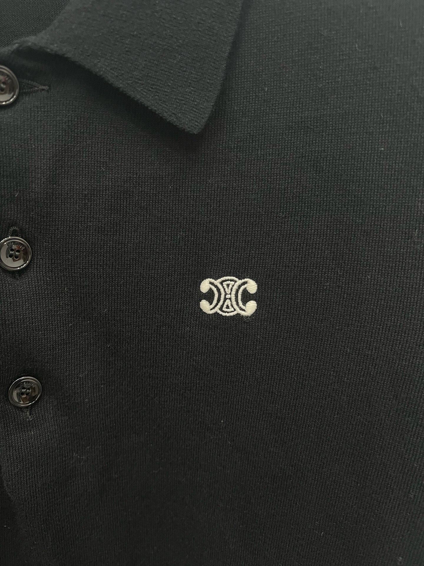 Celine Celine Black Triomphe Logo Knit Polo S Size US S / EU 44-46 / 1 - 3 Thumbnail
