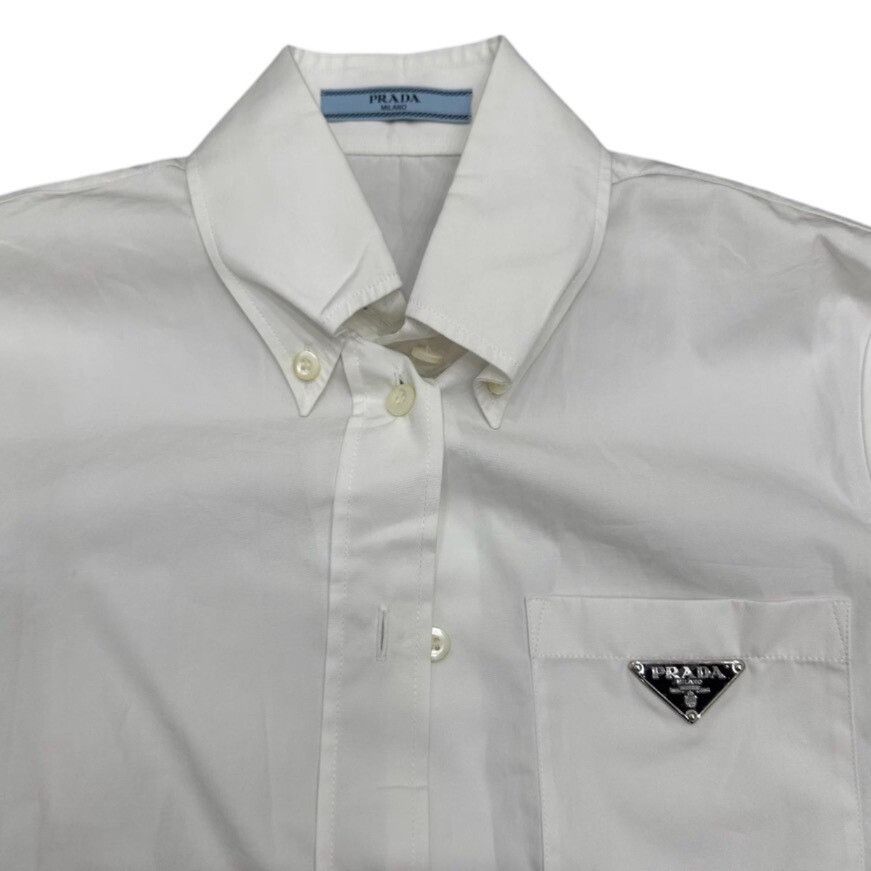 Prada Prada White Triangle Logo Short-Sleeve Shirt Size XS / US 0-2 / IT 36-38 - 3 Thumbnail