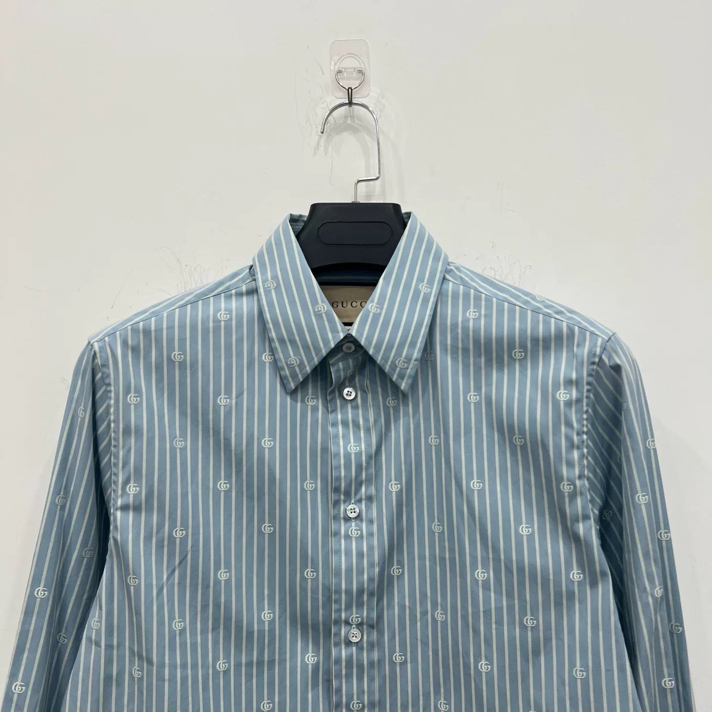 Gucci Gucci Blue Logo Striped Long-Sleeve Shirt Size US S / EU 44-46 / 1 - 3 Thumbnail