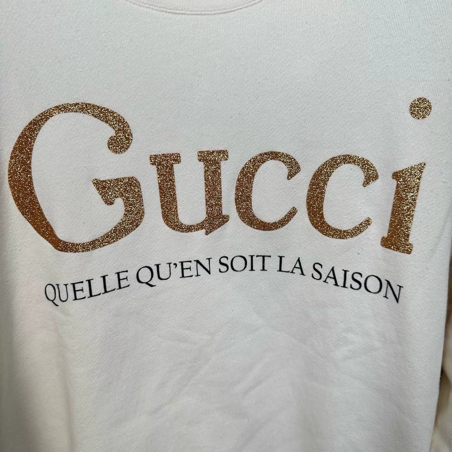Gucci Gucci Classic White Gold Logo Crewneck Sweatshirt Size US M / EU 48-50 / 2 - 3 Thumbnail