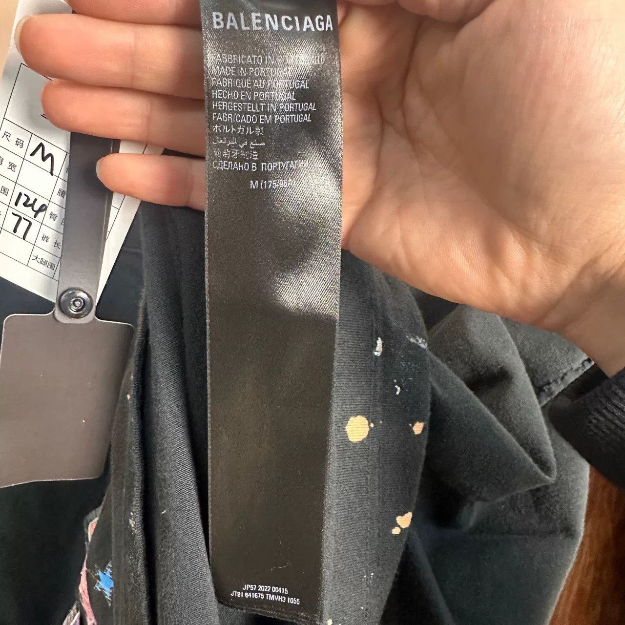 Balenciaga Balenciaga Black Distressed Rainbow Splatter Tee M Size US M / EU 48-50 / 2 - 4 Thumbnail