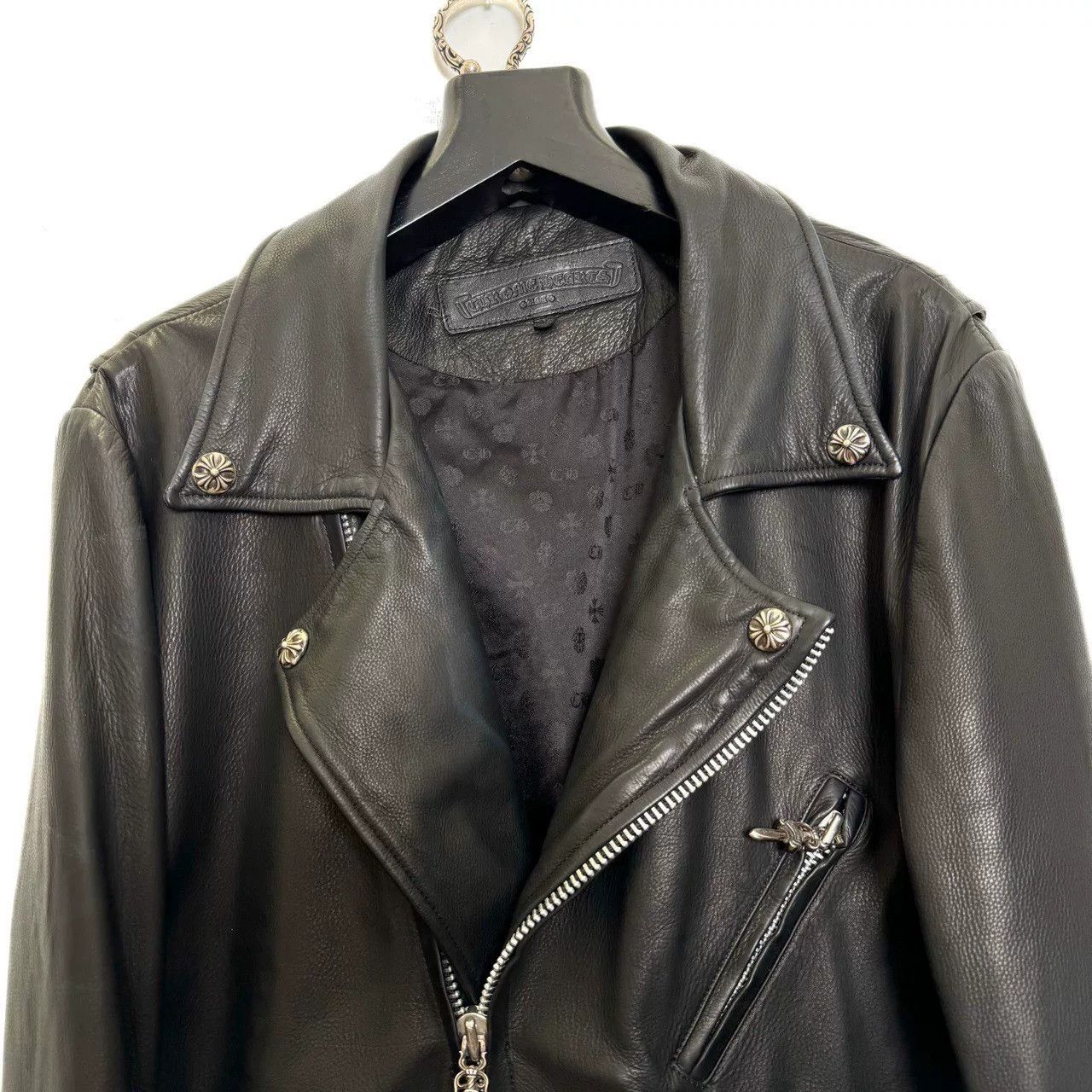 Chrome Hearts Chrome Hearts Silver Motorcycle Leather Jacket Size US M / EU 48-50 / 2 - 3 Thumbnail