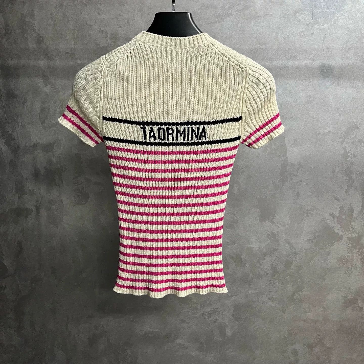Dior Dior Pink Stripe Letter Round Neck T-shirt Size XXS / US 00 / IT 34 - 2 Thumbnail
