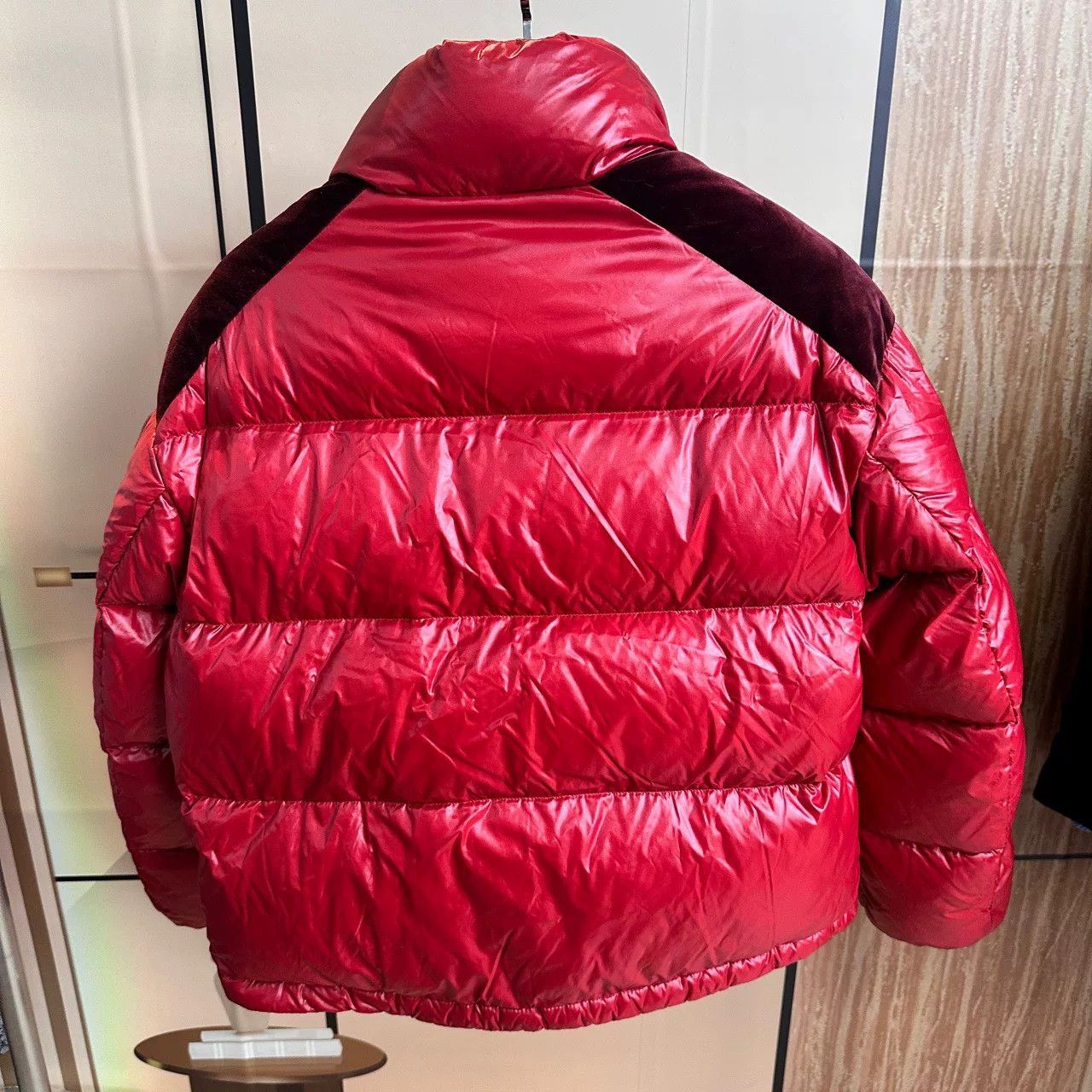 Moncler Moncler Red Velvet Panel Down Jacket Size S / US 4 / IT 40 - 2 Thumbnail