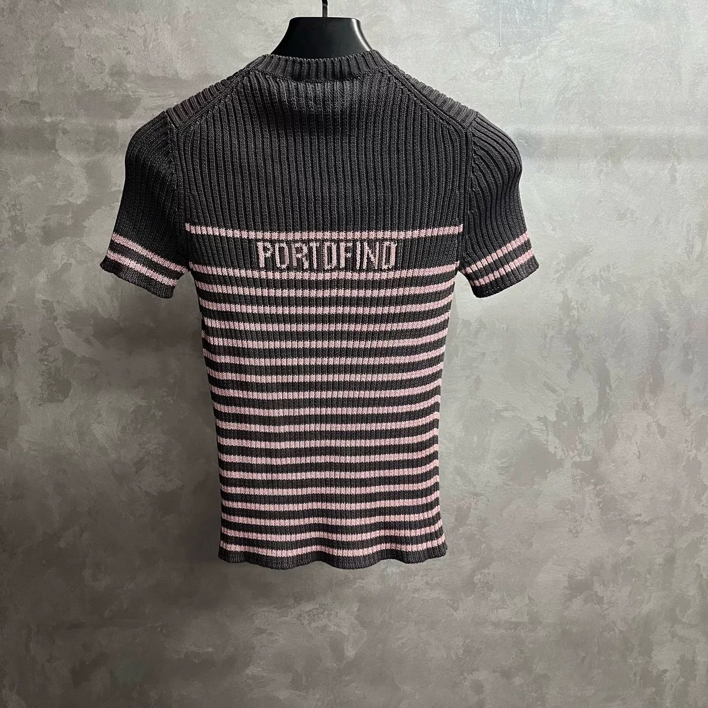 Dior Dior Gray Stripe Short-Sleeve Knit Size S / US 4 / IT 40 - 2 Thumbnail