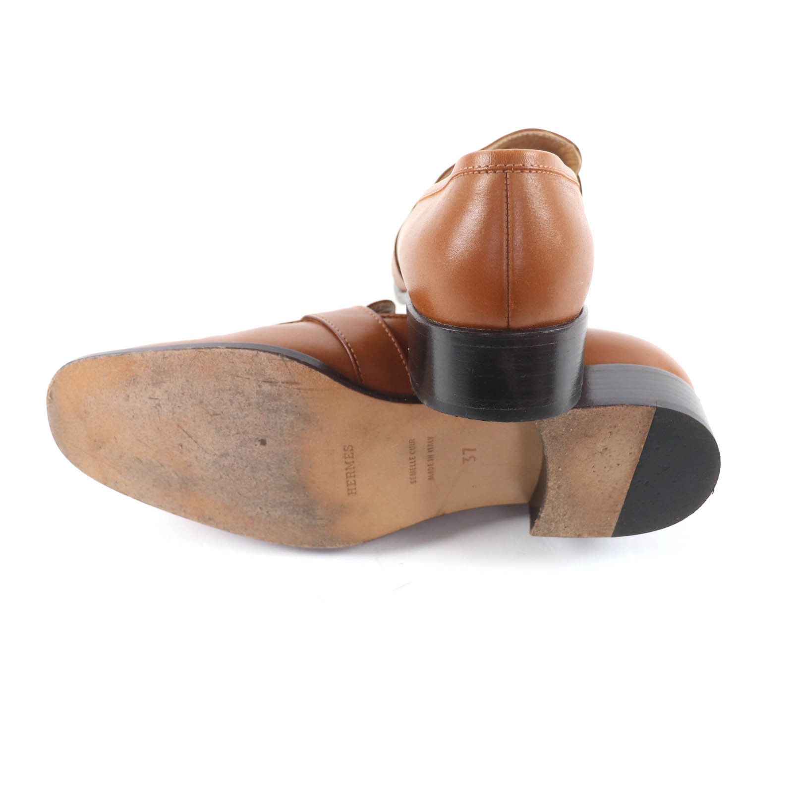 Hermes Hermes Hermès Brown Leather Pumps Leather Shoes DUTY FREE for USA Size ONE SIZE - 6 Thumbnail