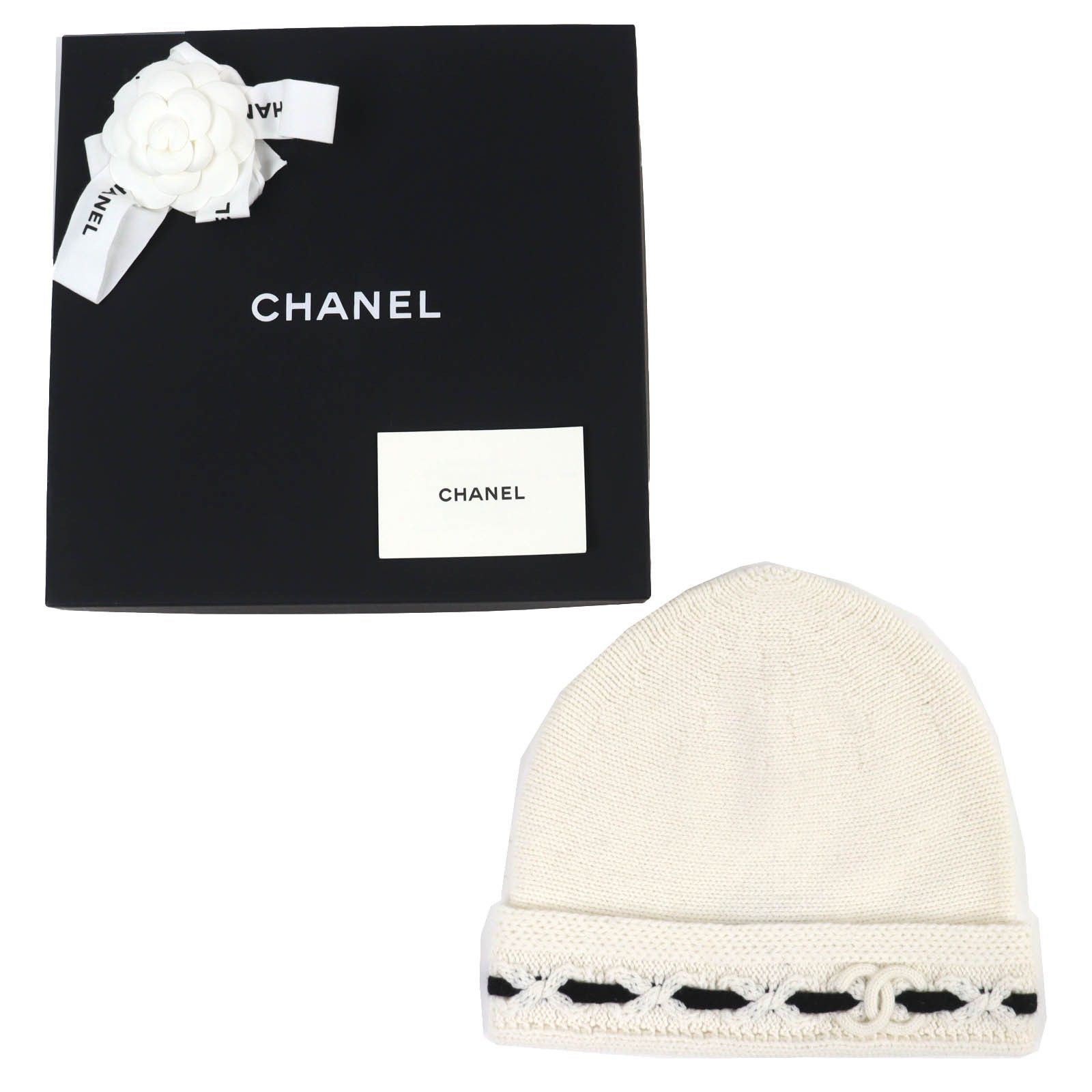 Chanel Chanel CHANEL COCO Mark Cashmere Knit Cap Textile Hats AAB112 DUTY FREE for USA Size ONE SIZE - 2 Thumbnail
