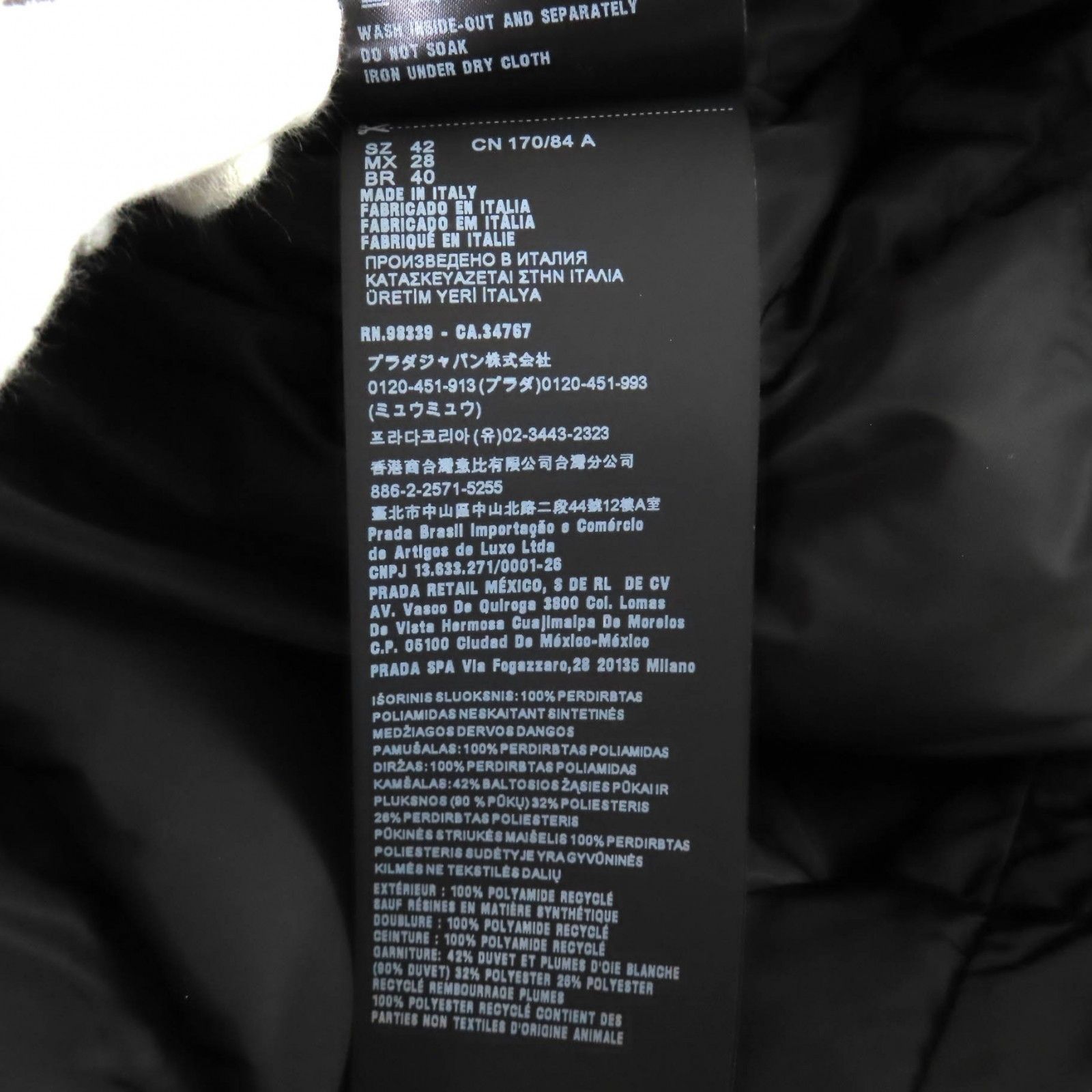 Prada Prada PRADA Recycled Polyamide Down Coat Textile Outerwear DUTY FREE for USA Size ONE SIZE - 12 Thumbnail