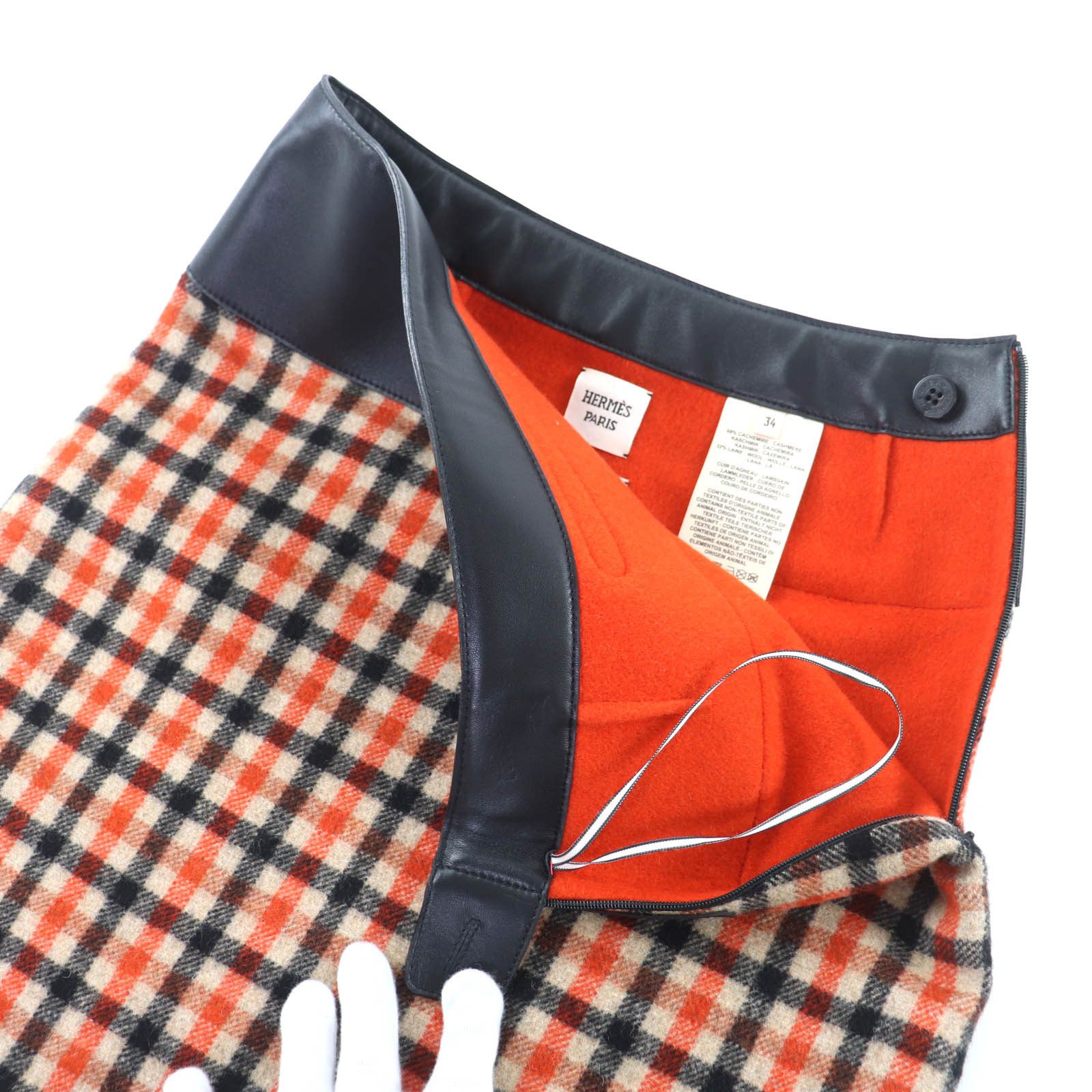 Hermes Hermes Hermès 3H0322DE Cashmere Wool Lamb Leather Skirt 34 Textile Skirts DUTY FREE for USA Size ONE SIZE - 5 Thumbnail