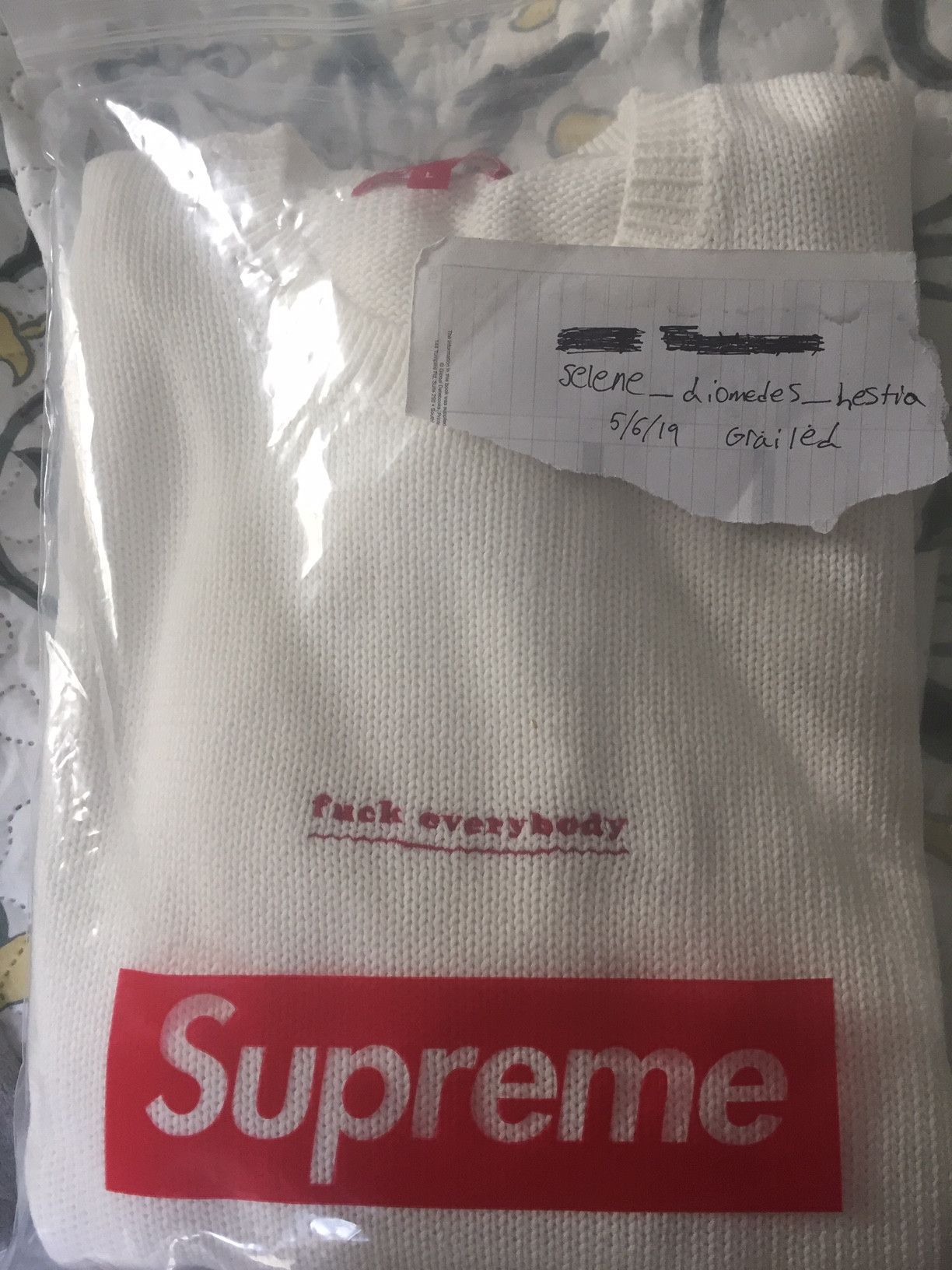 Supreme Supreme “fuck everybody” Sweater White | Grailed