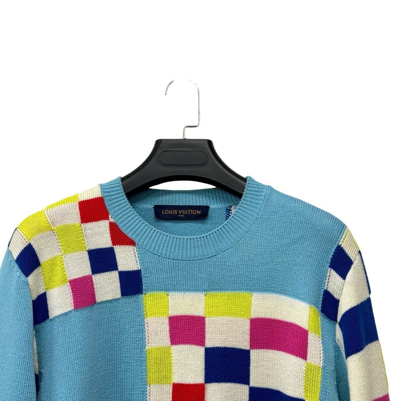 Louis Vuitton Louis Vuitton LV Blue Check Logo Knit Sweater Size US M / EU 48-50 / 2 - 3 Thumbnail
