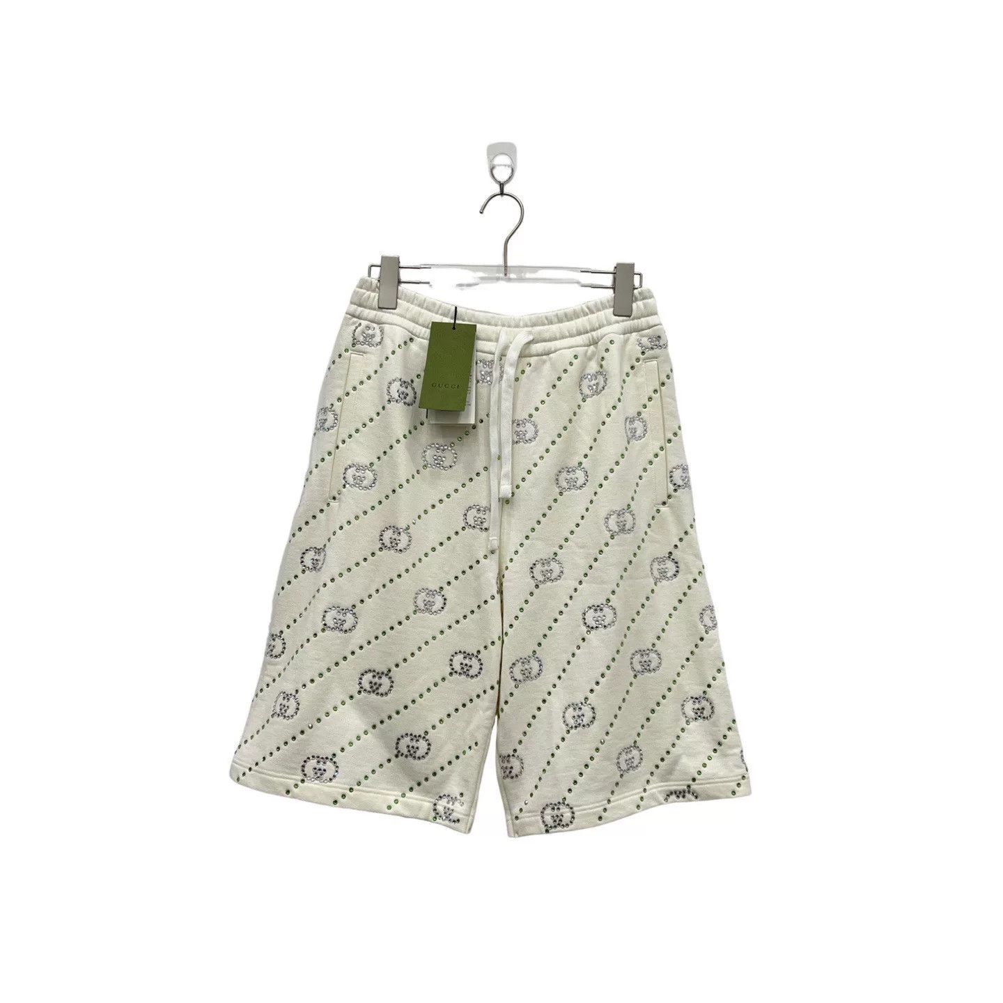 Gucci Gucci Logo Rhinestone White Shorts Size 22" - 2 Thumbnail