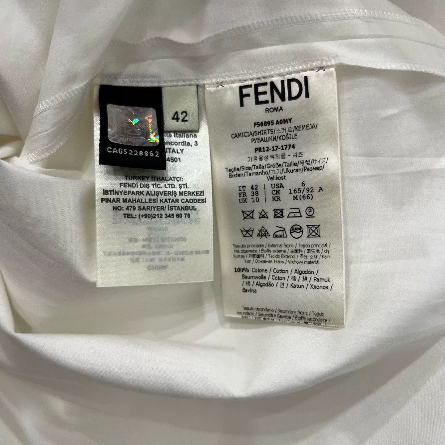 Fendi FENDI White Shirt Size 42 Size US XS / EU 42 / 0 - 6 Thumbnail