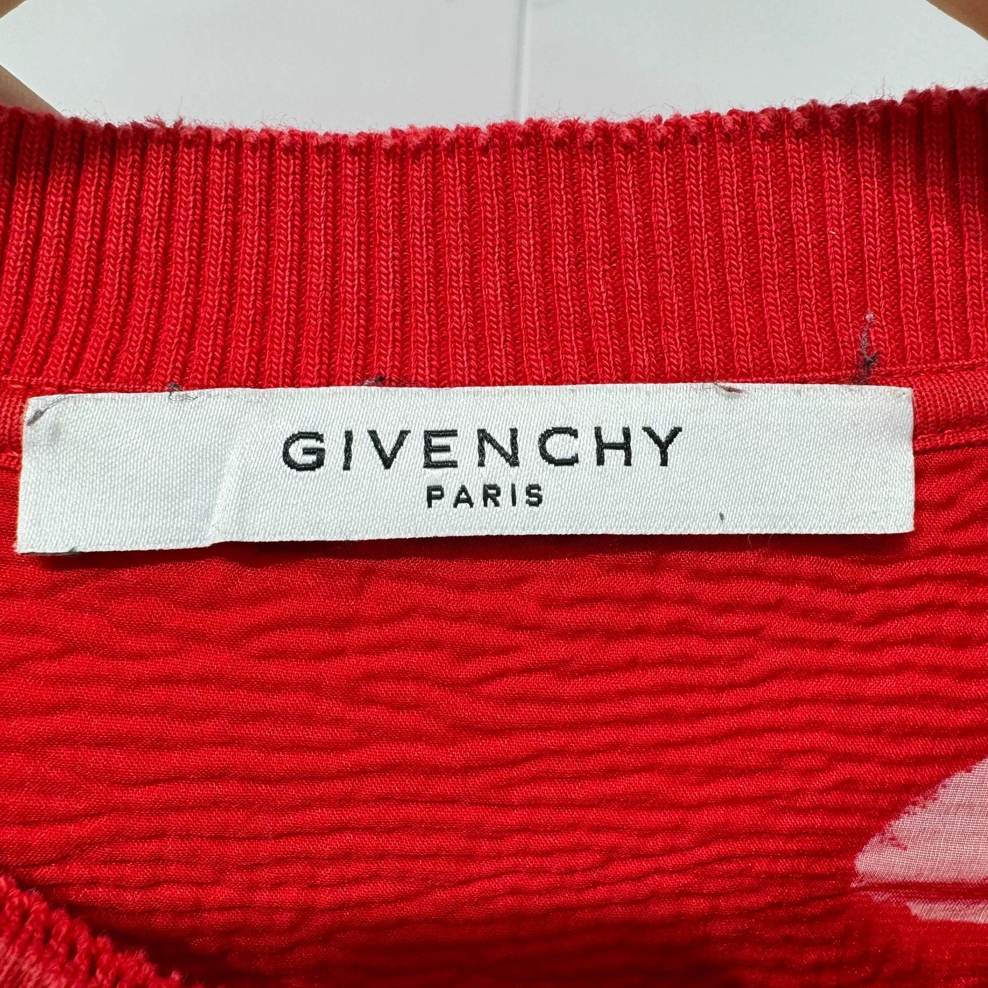 Givenchy Givenchy Red Distressed Logo Sweatshirt Size US L / EU 52-54 / 3 - 3 Thumbnail