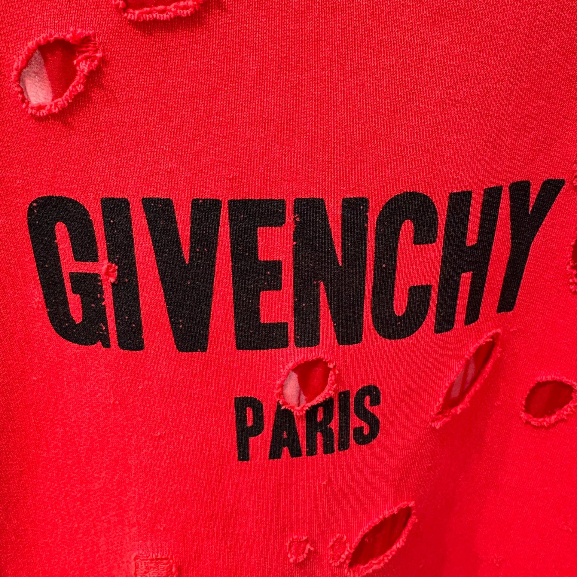 Givenchy Givenchy Red Distressed Logo Sweatshirt Size US L / EU 52-54 / 3 - 5 Thumbnail