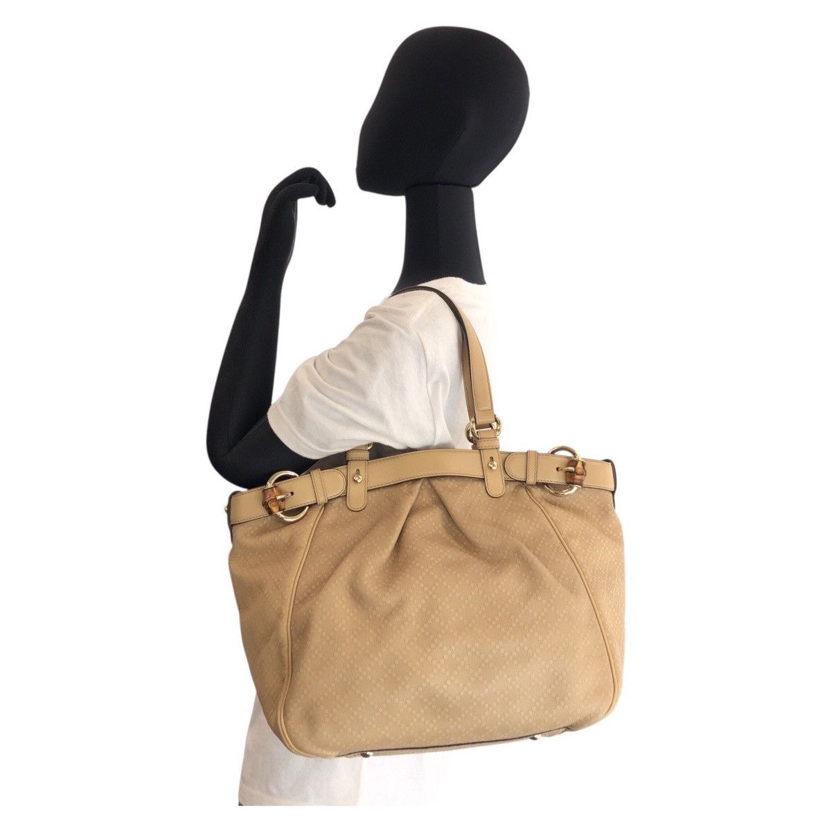 Gucci Gucci Gucci Diamante Bamboo Canvas/Leather 2way Shoulder Bag Leather Shoulder Bag 282312 DUTY FREE for USA Size ONE SIZE - 6 Thumbnail