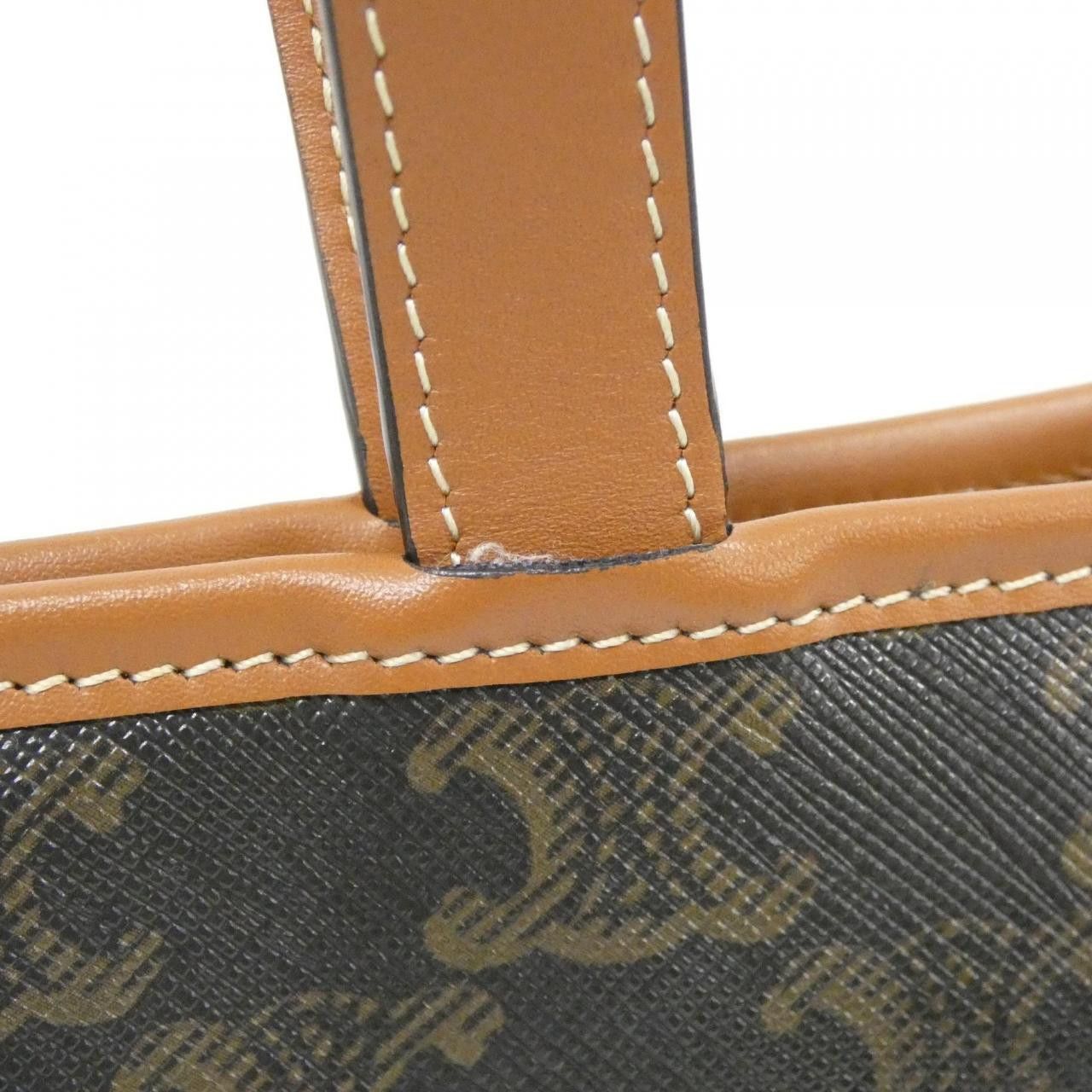 Celine Celine Celine Small Cabas Triomphe Canvas Calfskin Bag Leather Tote Bag 115082CAS DUTY FREE for USA Size ONE SIZE - 5 Thumbnail