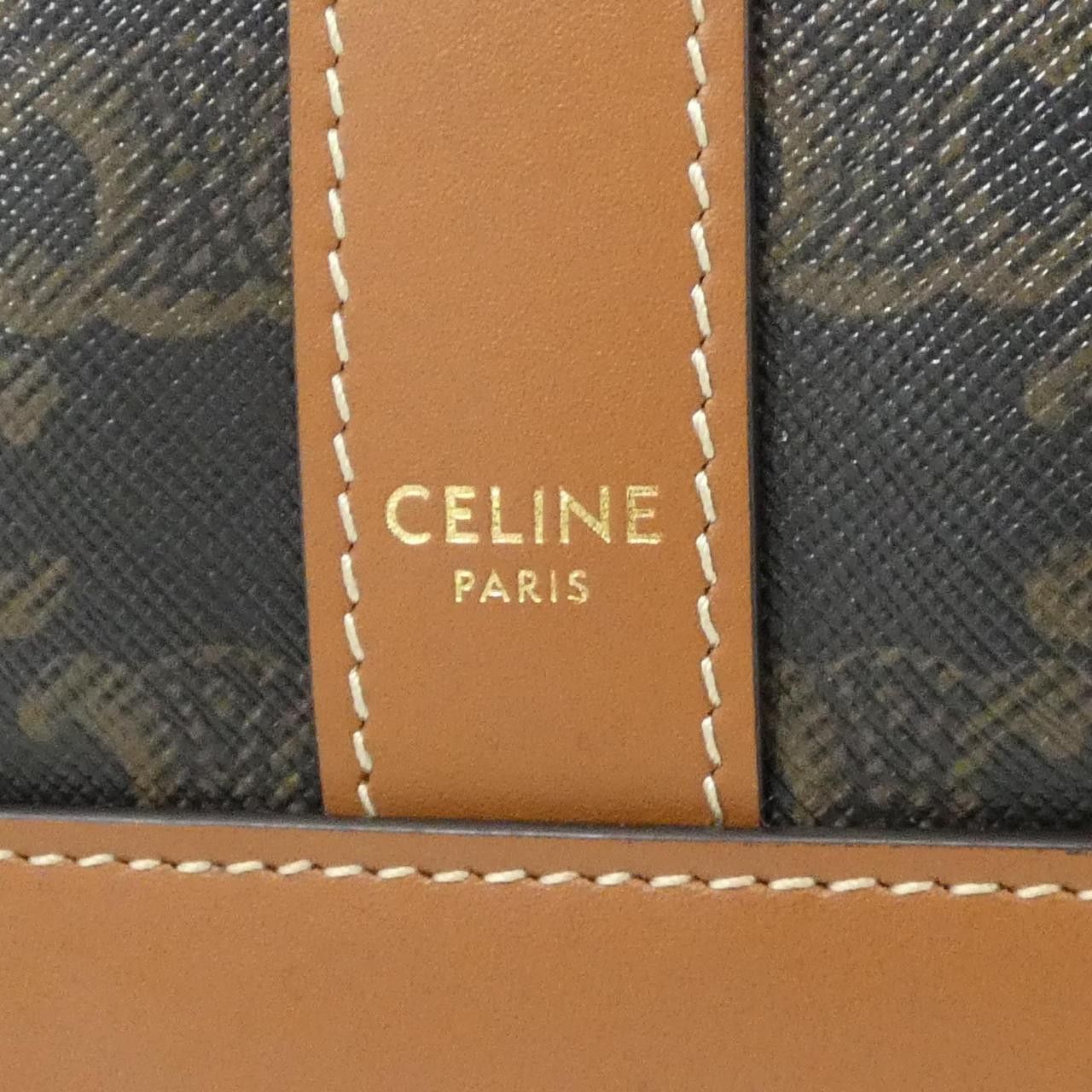 Celine Celine Celine Small Cabas Triomphe Canvas Calfskin Bag Leather Tote Bag 115082CAS DUTY FREE for USA Size ONE SIZE - 4 Thumbnail