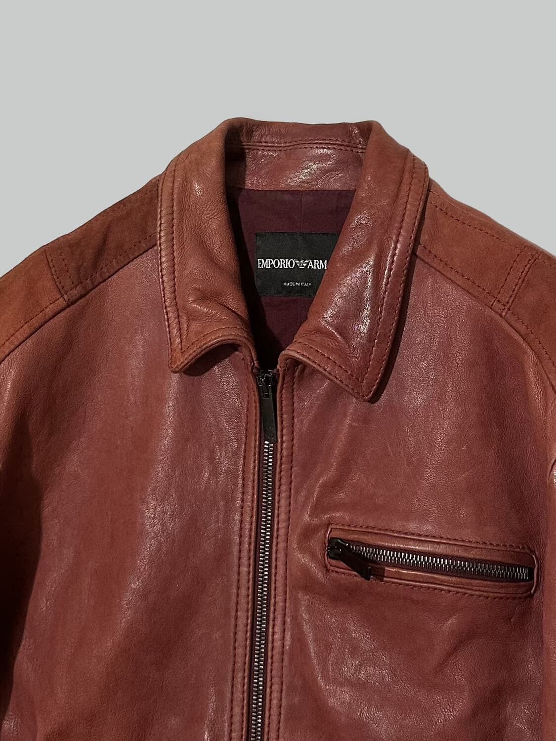 Emporio Armani Emporio Armani Vintage Leather Jacket Size US M / EU 48-50 / 2 - 2 Thumbnail