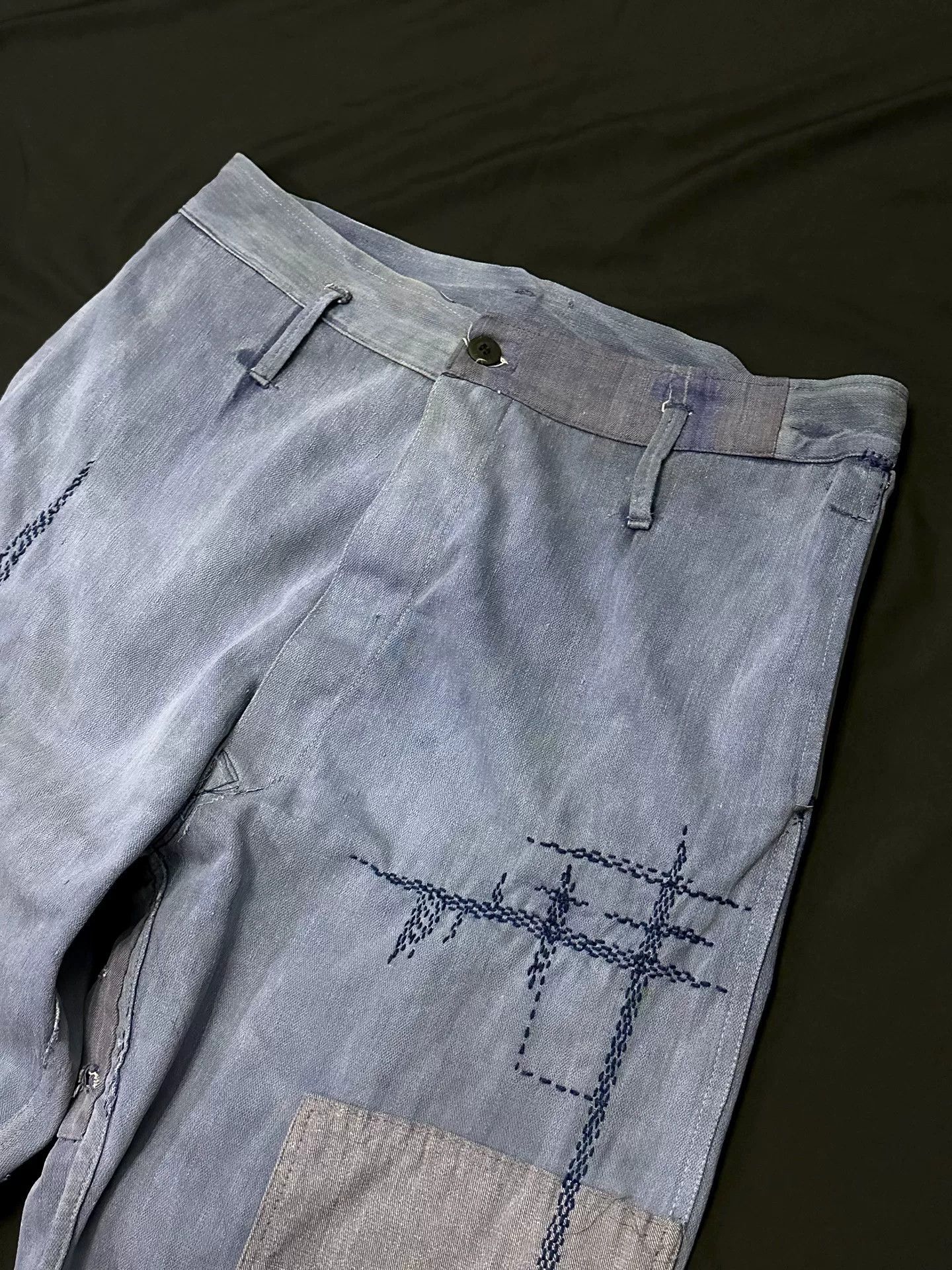 Vintage Vintage French Workwear Patch Jeans Size US 30 / EU 46 - 2 Thumbnail