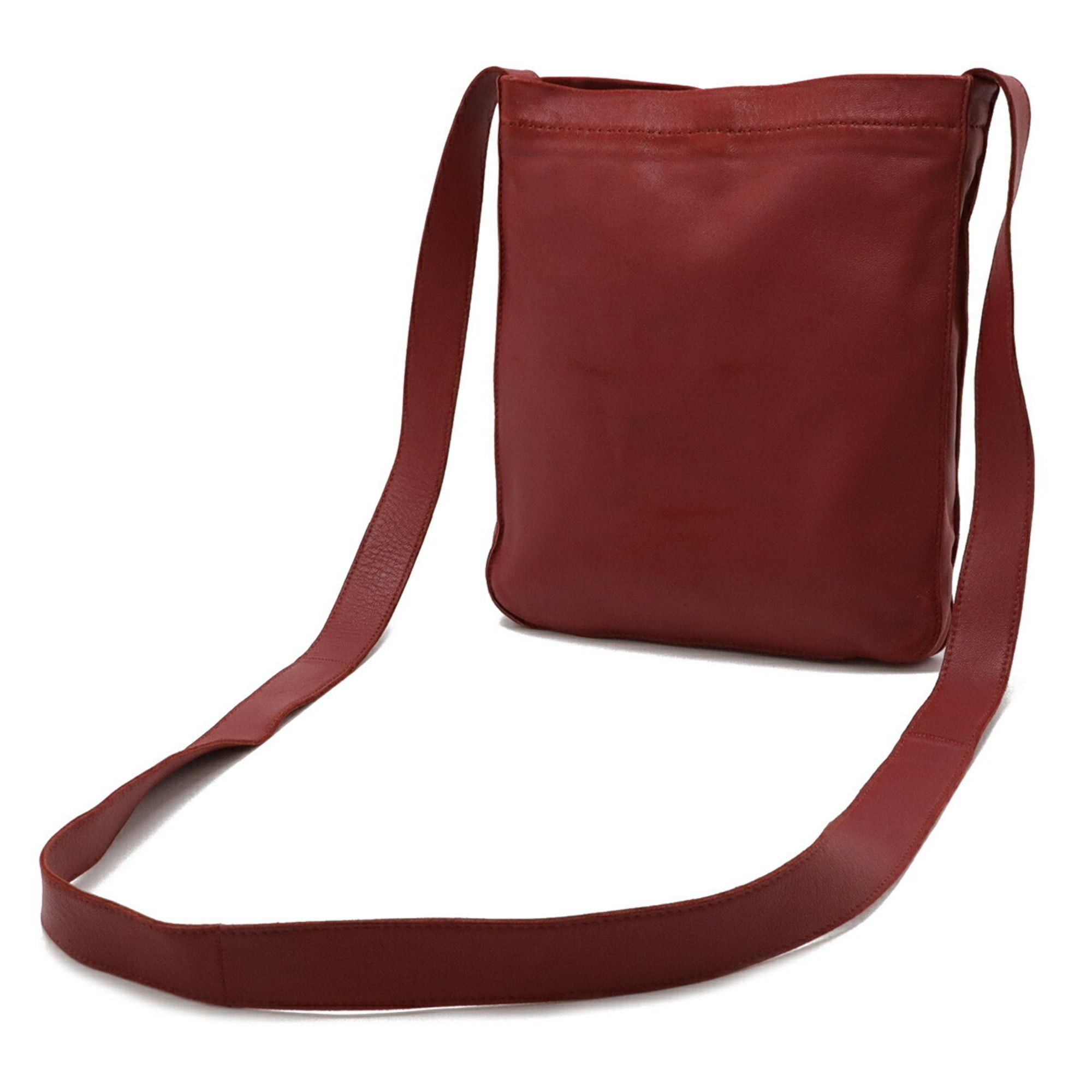 Hermes HERMES Cru de Celle Shoulder Bag Pochette Perforated Lambskin Leather Pink Red □N Stamp Size ONE SIZE - 3 Thumbnail