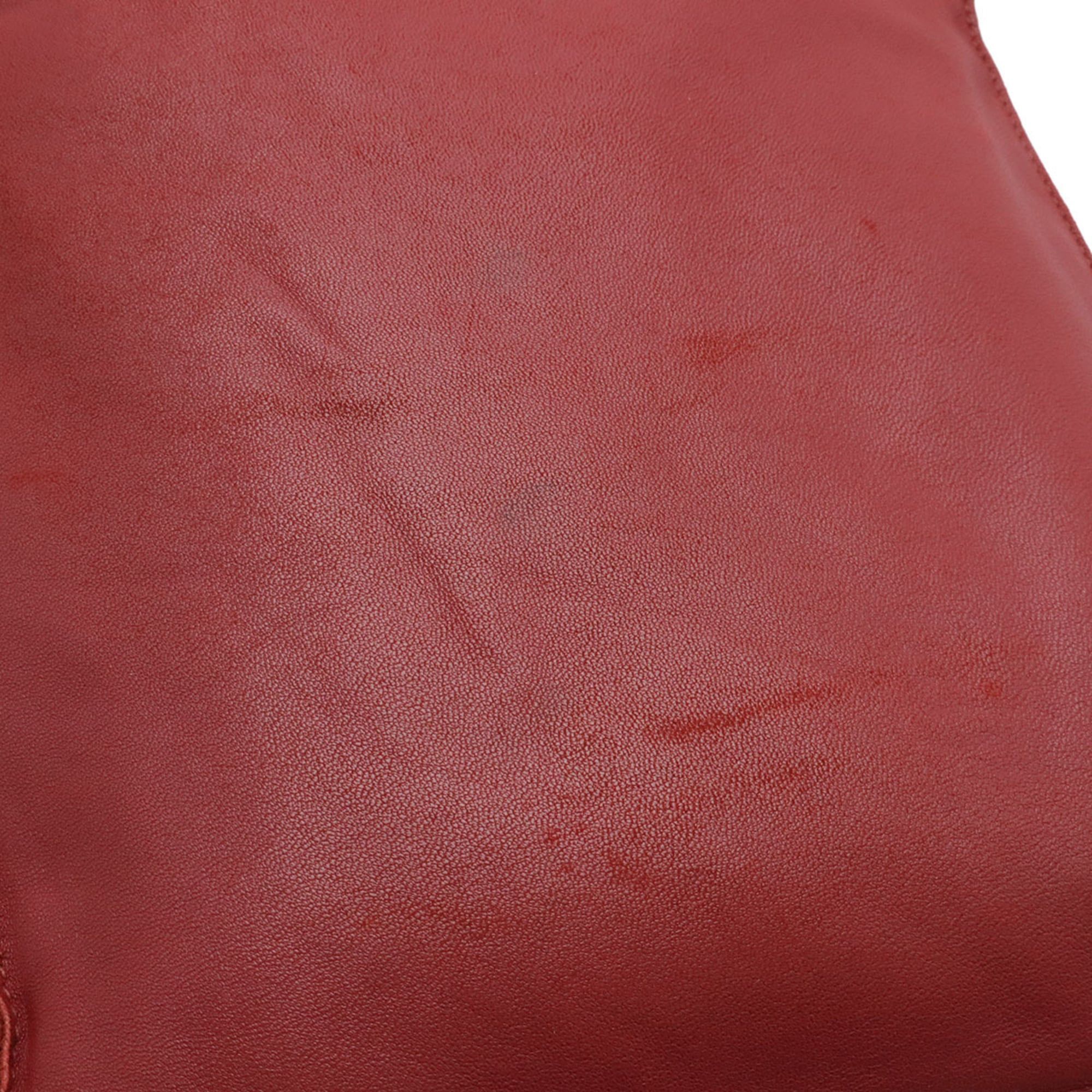 Hermes HERMES Cru de Celle Shoulder Bag Pochette Perforated Lambskin Leather Pink Red □N Stamp Size ONE SIZE - 6 Thumbnail