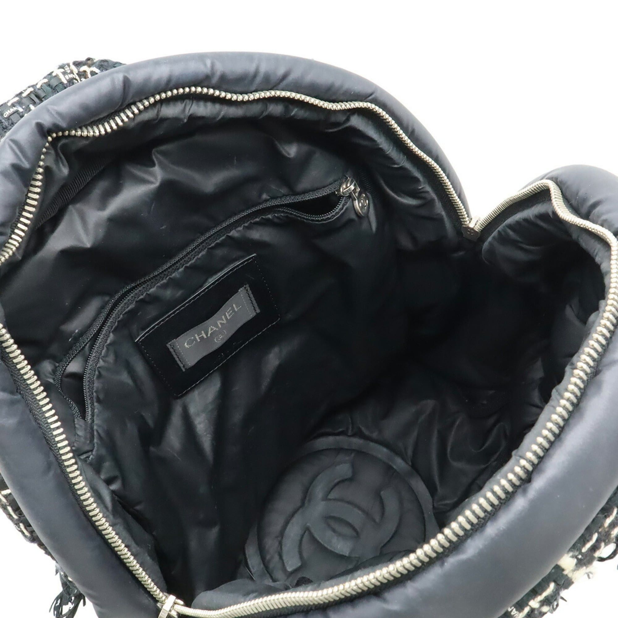 Chanel CHANEL Doudaune Coconnege Backpack/Daypack Embossed Nylon Tweed Black A91933 Size ONE SIZE - 9 Thumbnail