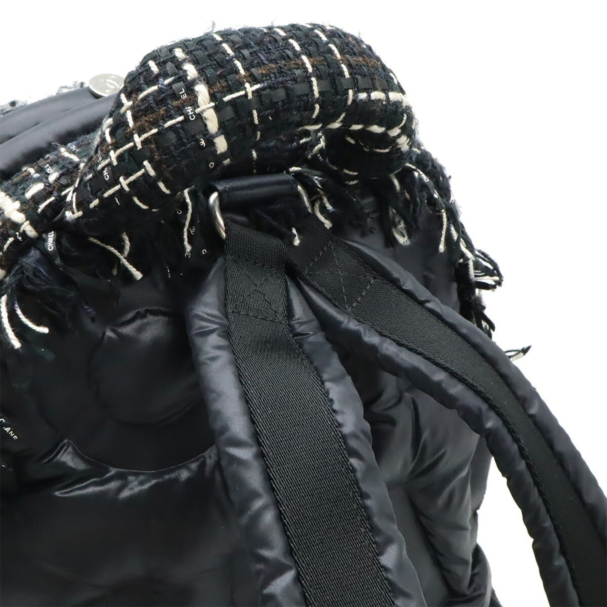Chanel CHANEL Doudaune Coconnege Backpack/Daypack Embossed Nylon Tweed Black A91933 Size ONE SIZE - 5 Thumbnail