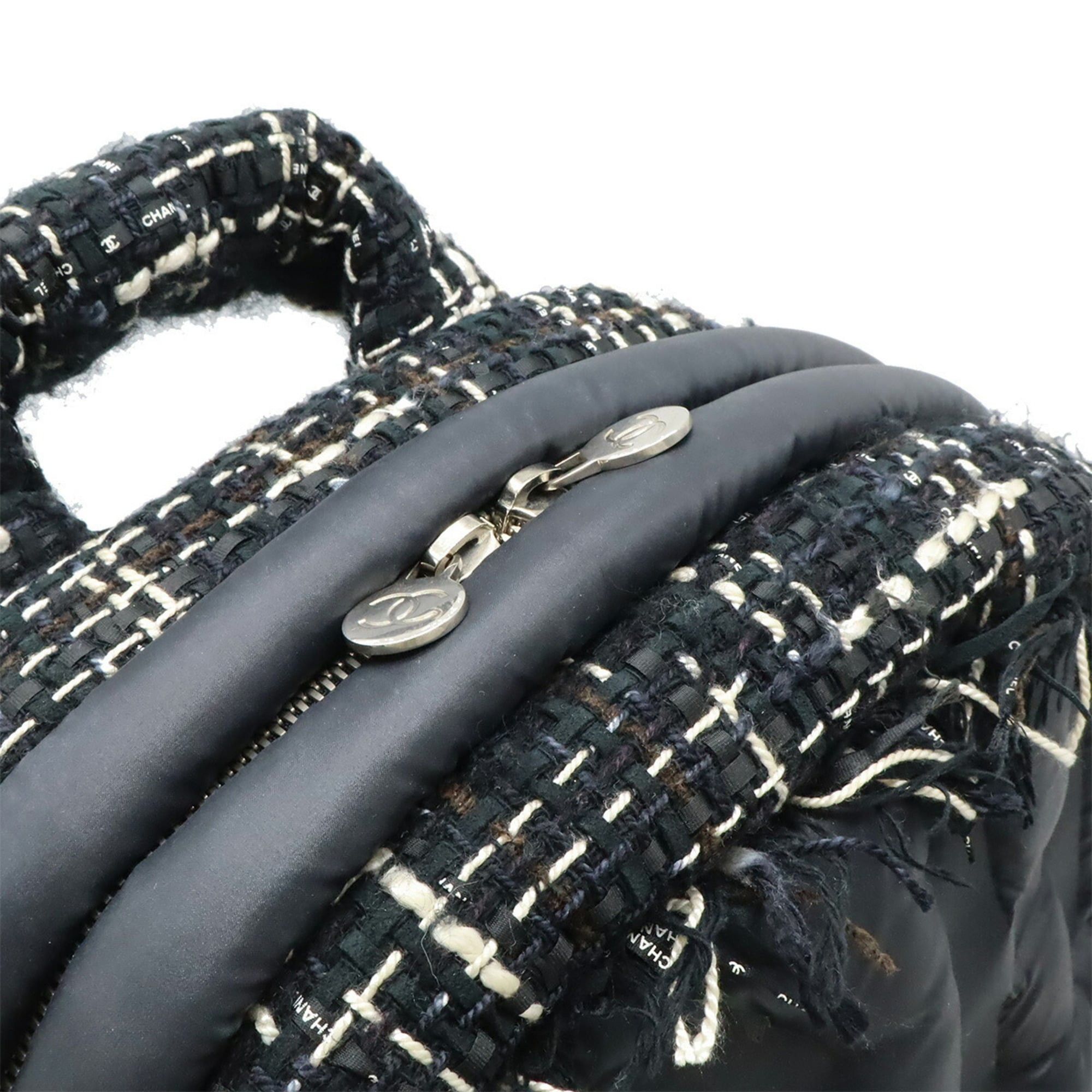 Chanel CHANEL Doudaune Coconnege Backpack/Daypack Embossed Nylon Tweed Black A91933 Size ONE SIZE - 7 Thumbnail