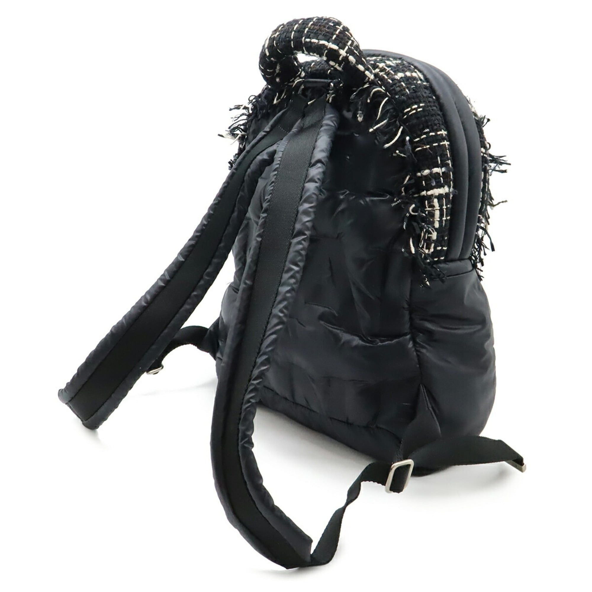 Chanel CHANEL Doudaune Coconnege Backpack/Daypack Embossed Nylon Tweed Black A91933 Size ONE SIZE - 3 Thumbnail
