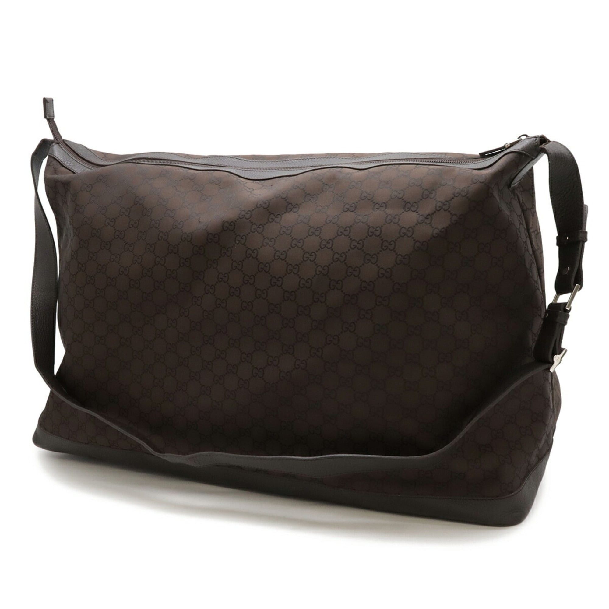 Gucci GUCCI GG nylon shoulder bag, Boston travel leather, brown, 105669 Size ONE SIZE - 3 Thumbnail