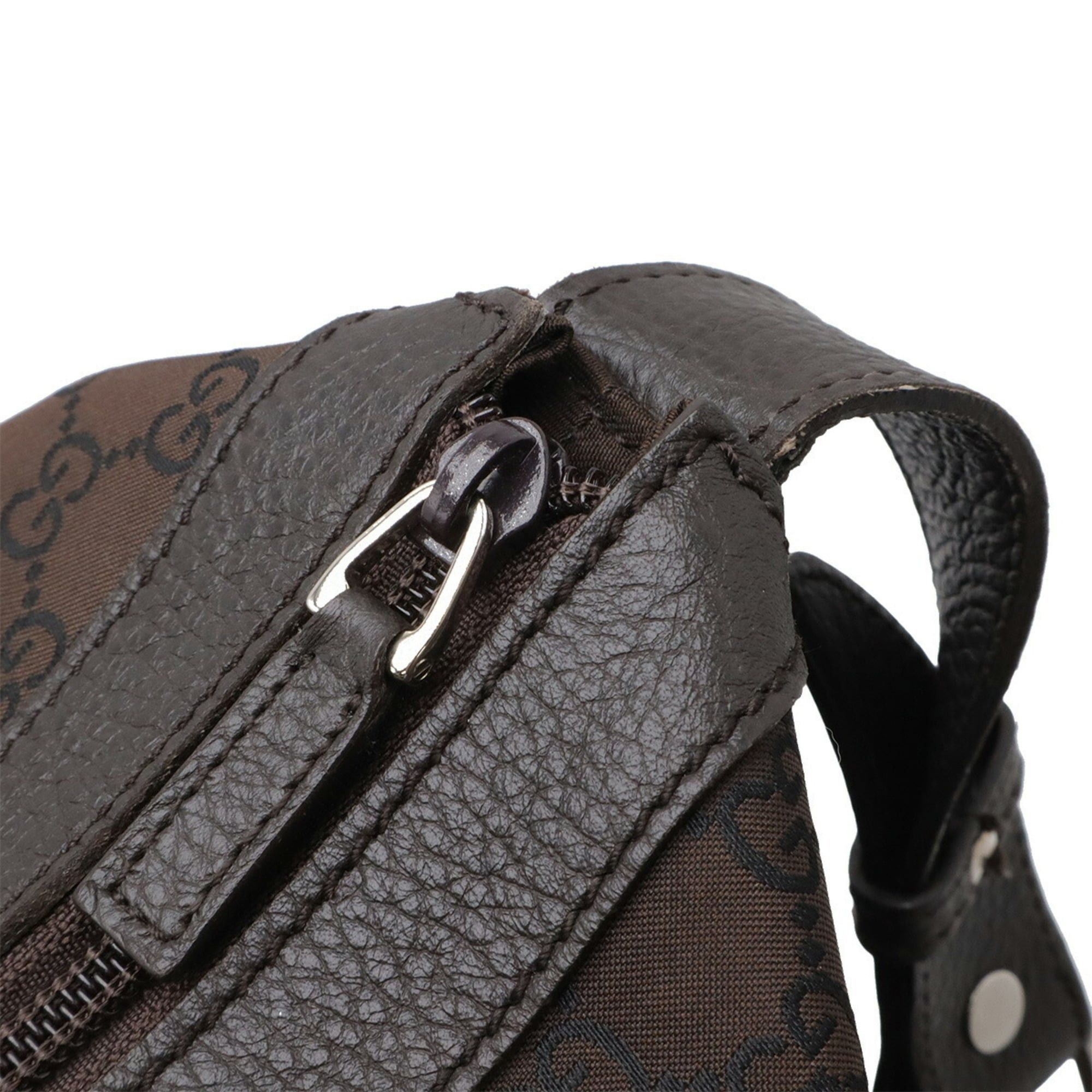 Gucci GUCCI GG nylon shoulder bag, Boston travel leather, brown, 105669 Size ONE SIZE - 6 Thumbnail